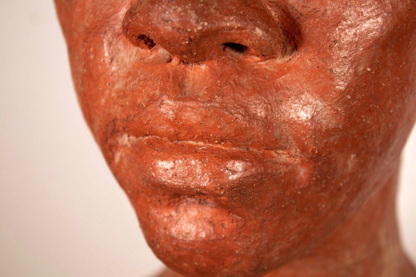 John Piet Signed Modern Terracotta Ceramic Life Size Bust Handmade Sculpture 3