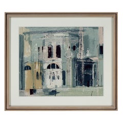John Piper Chiesa Della Salute Venezia Serigrafia Tessile 1959 Sanderson