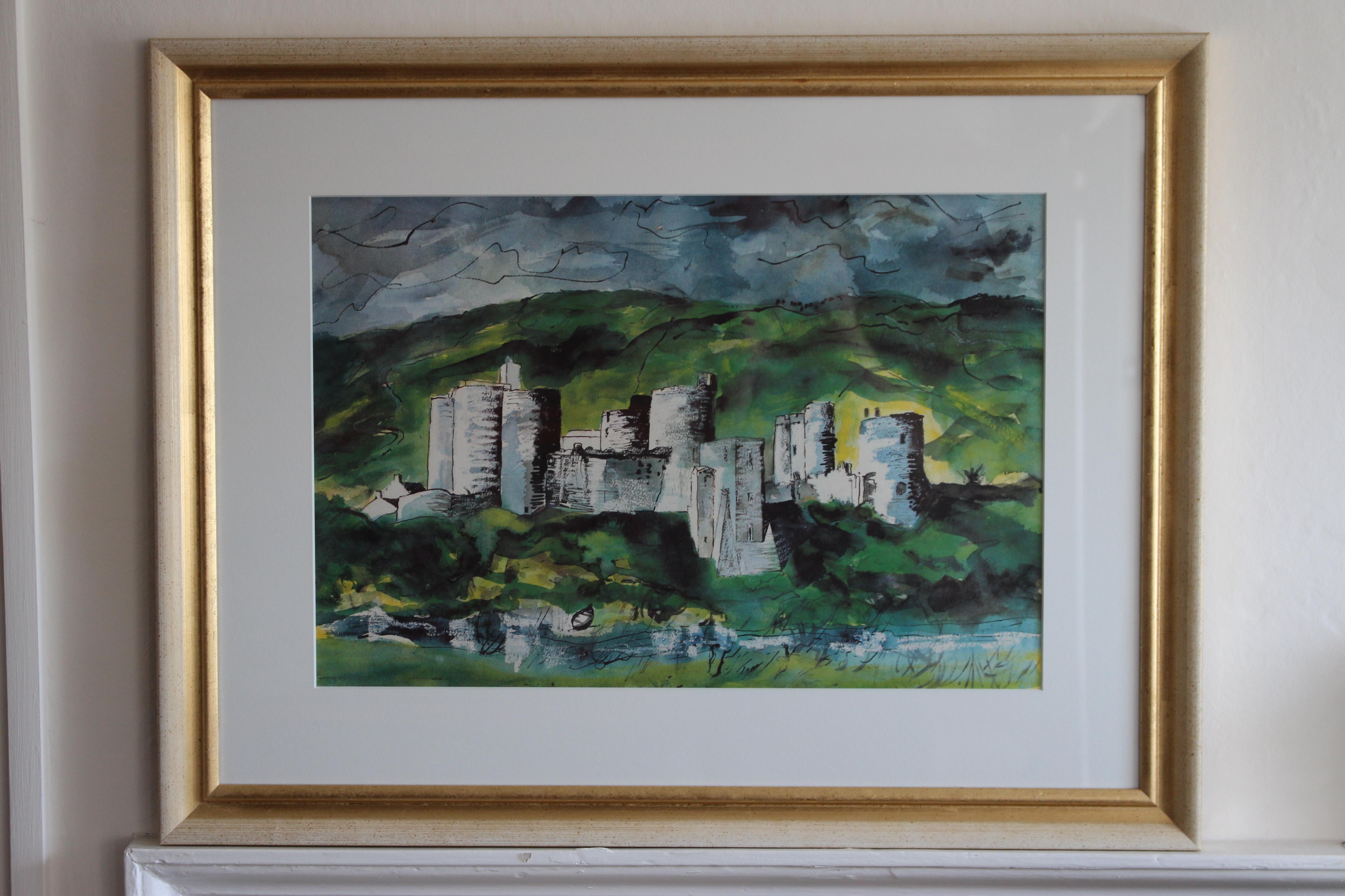John Piper 'Kidwelly Castle' Lithograph In Good Condition In Petworth, West Sussex