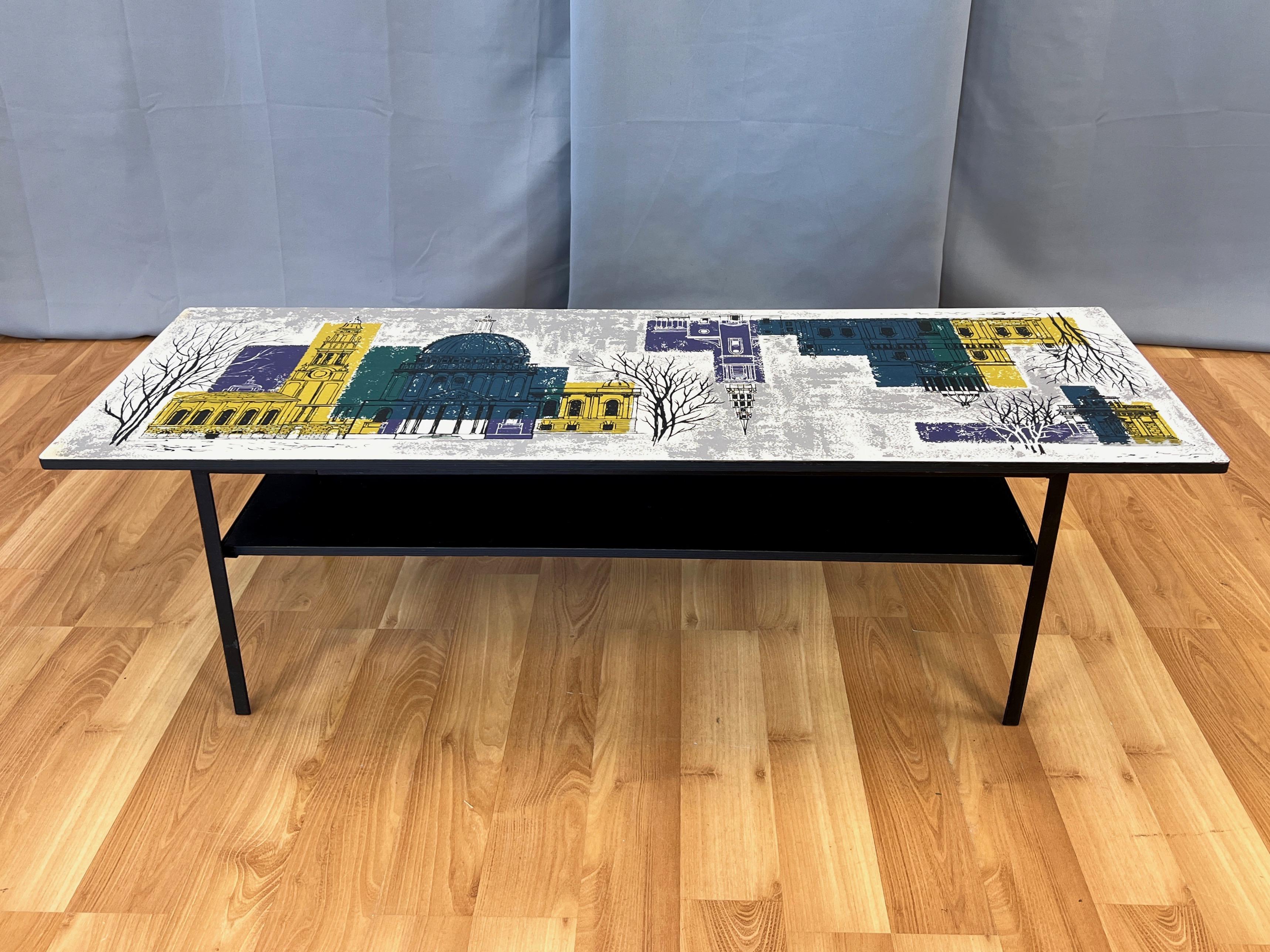 Table basse John Piper London Skyline par Myer pour Conran et Heal's, c. 1960 Bon état - En vente à San Francisco, CA