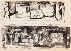 Vintage Cheltenham (Fantasia/Panorama), Pen and Ink Painting by John Piper, 1939 circa