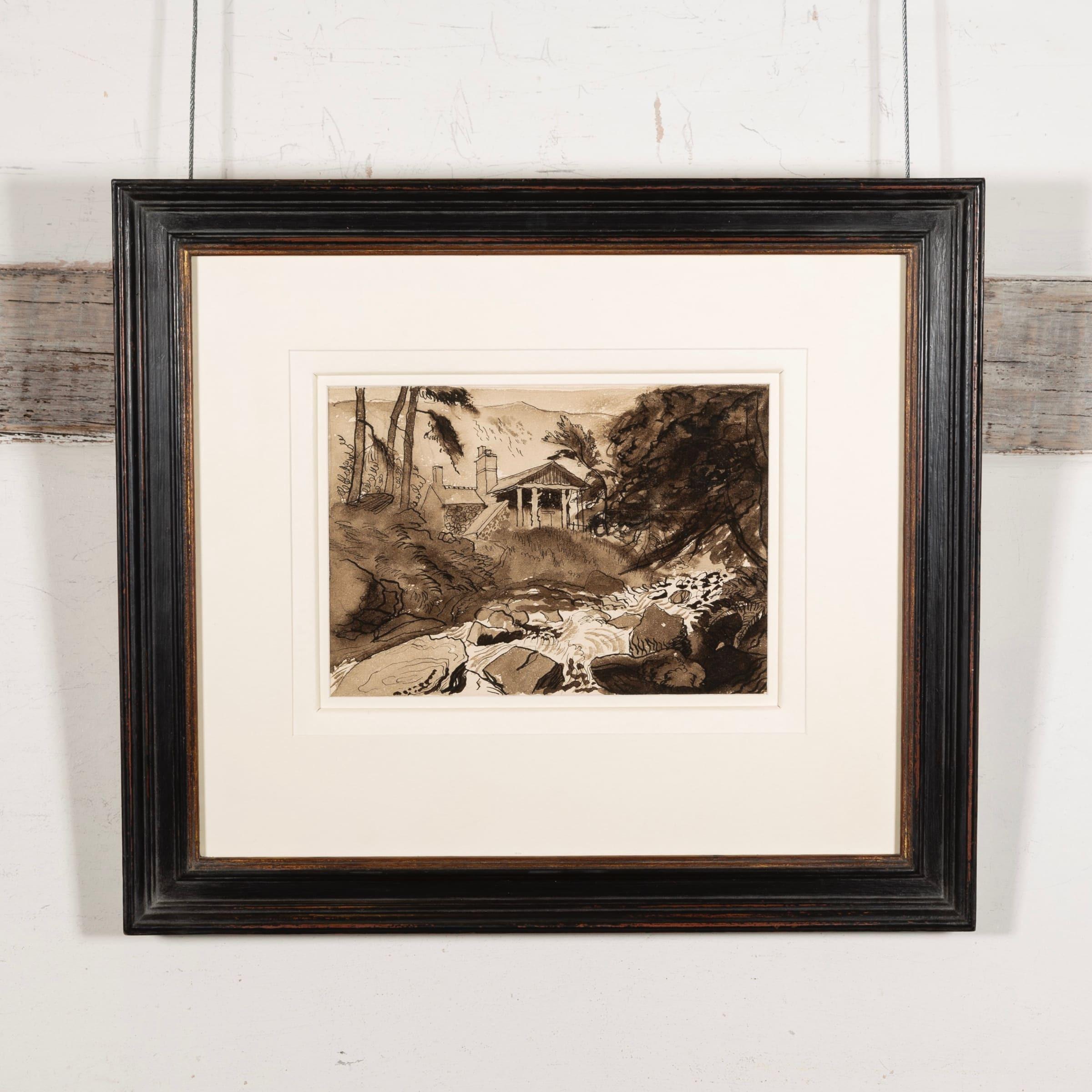 Foot of Pistyll Rhaeadr, Ink and Wash Painting by John Piper, circa 1939-1941 For Sale 1