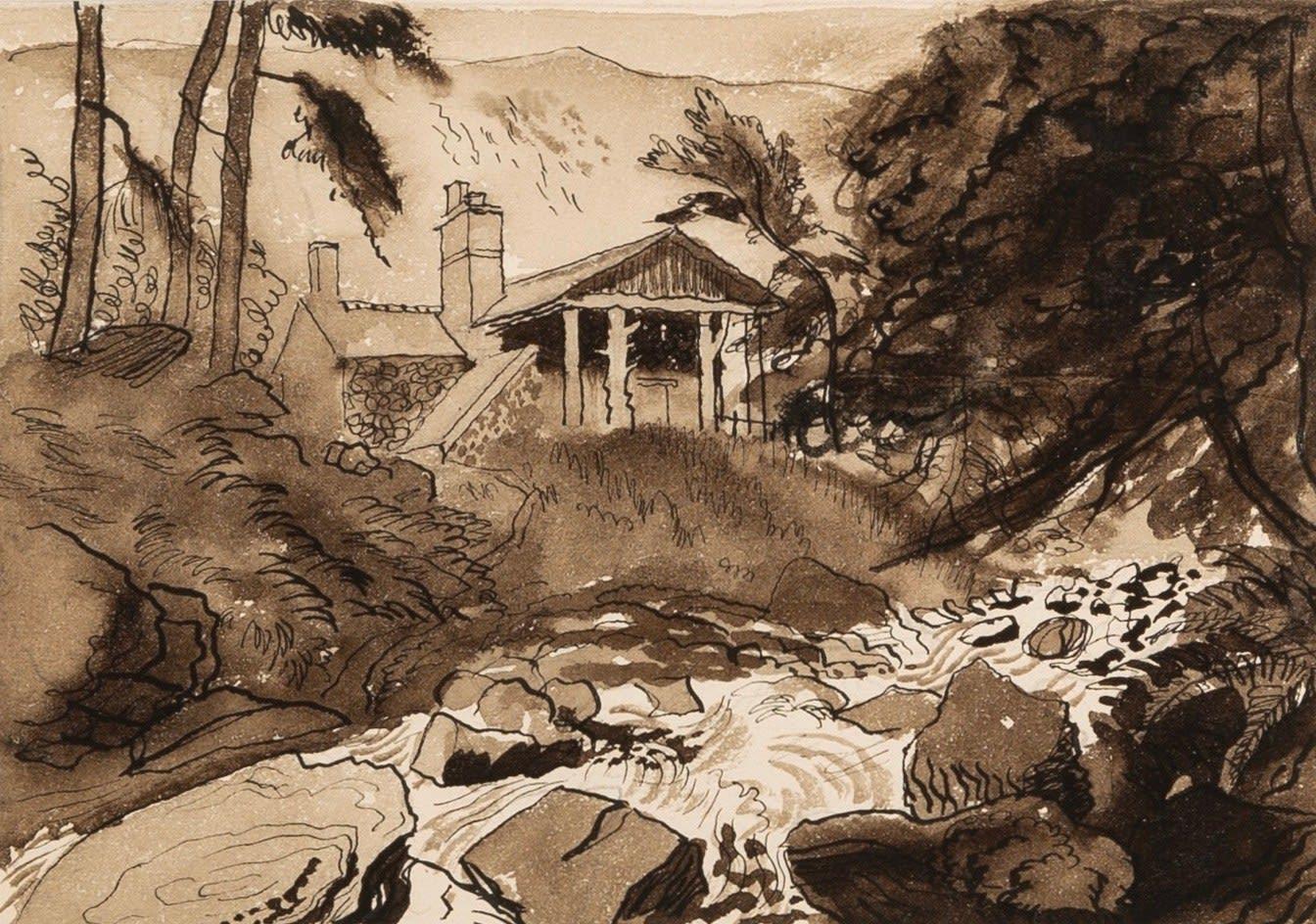 Foot of Pistyll Rhaeadr, Ink and Wash Painting by John Piper, circa 1939-1941

Additional information:
Medium: Ink and wash
12.5 x 17.7 cm
4 7/8 x 7 in
Titled under the mount

John Piper was a painter of architecture, landscape and abstract