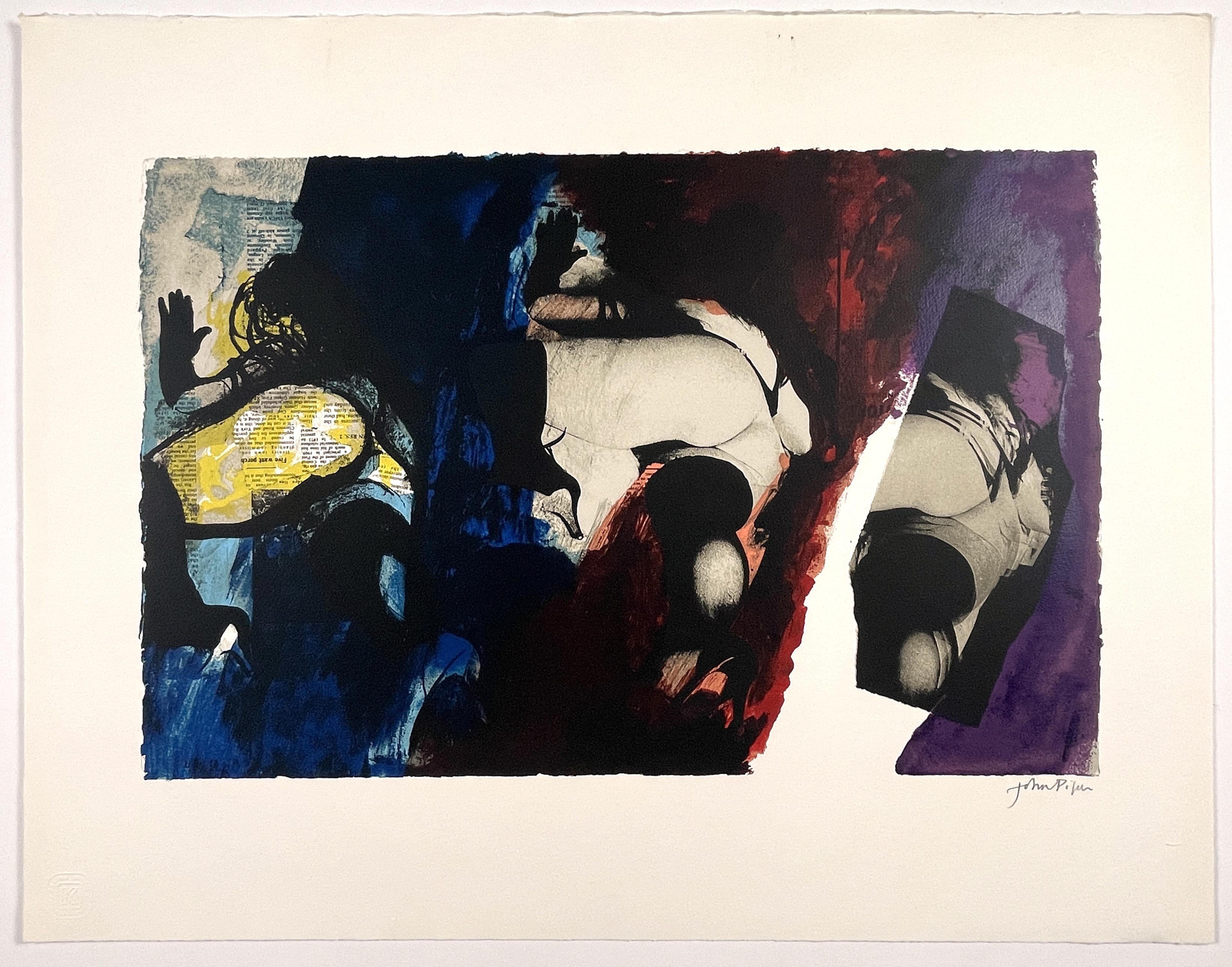 Eye and Camera, Red Blue and Yellow by John Piper abstracted nude screenprint