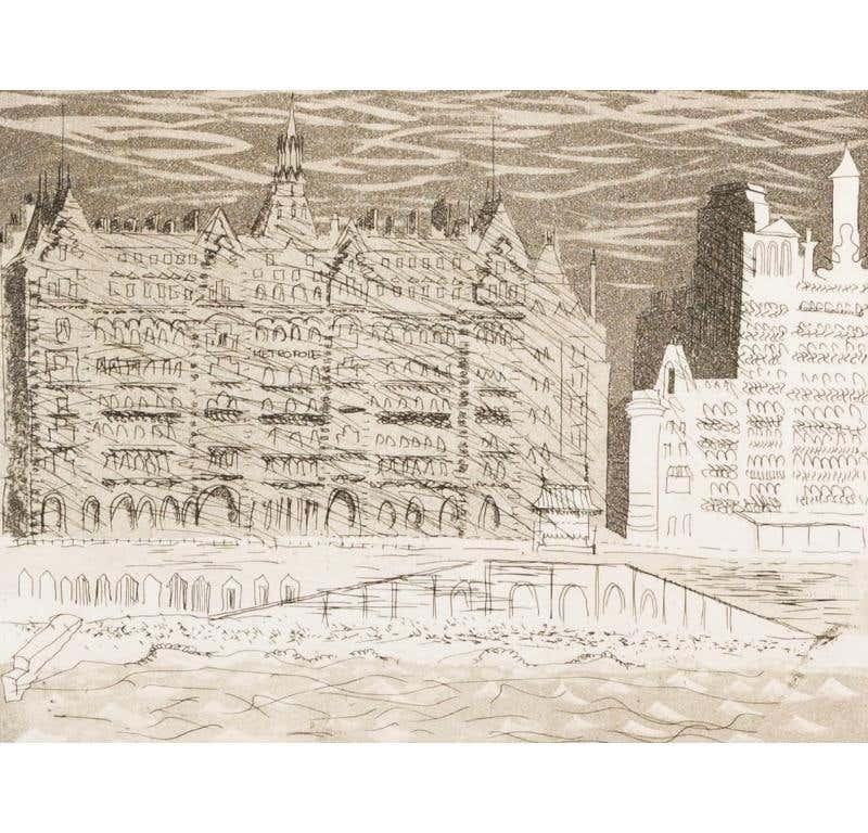 Metropole Hotel from West Pier, from Brighton Aquatint by John Piper, 1939