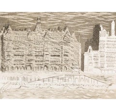 Metropole Hotel dal molo ovest, dall'acquatinta di Brighton di John Piper, 1939