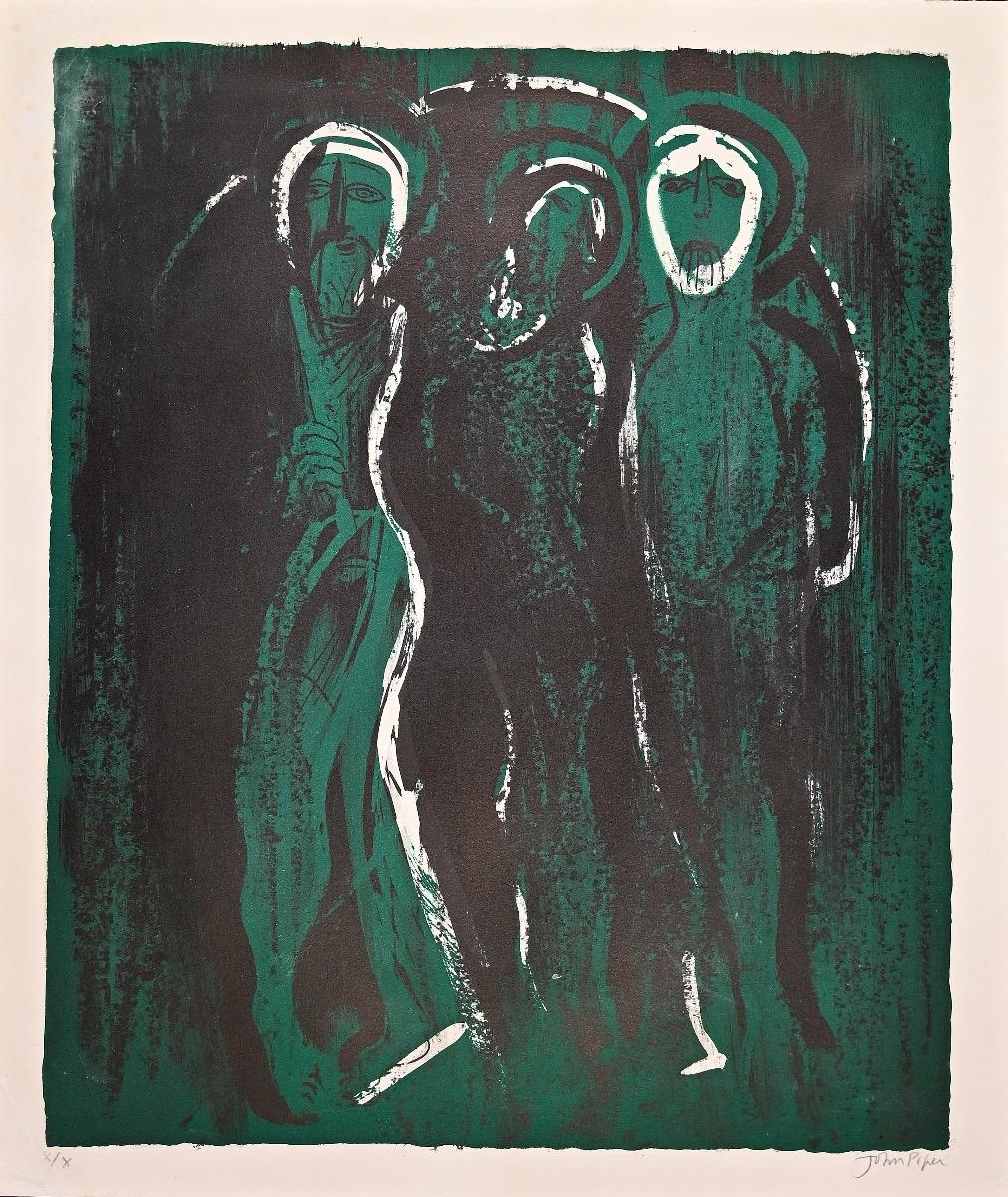 Saints is an original lithograph on paper, realized by John Piper.

The state of preservation of the artwork is good.

Hand-signed on the lower right margin.  Image Dimensions: 57 x 48 cm.

Numbered on the lower left margin. One of the 10 specimens