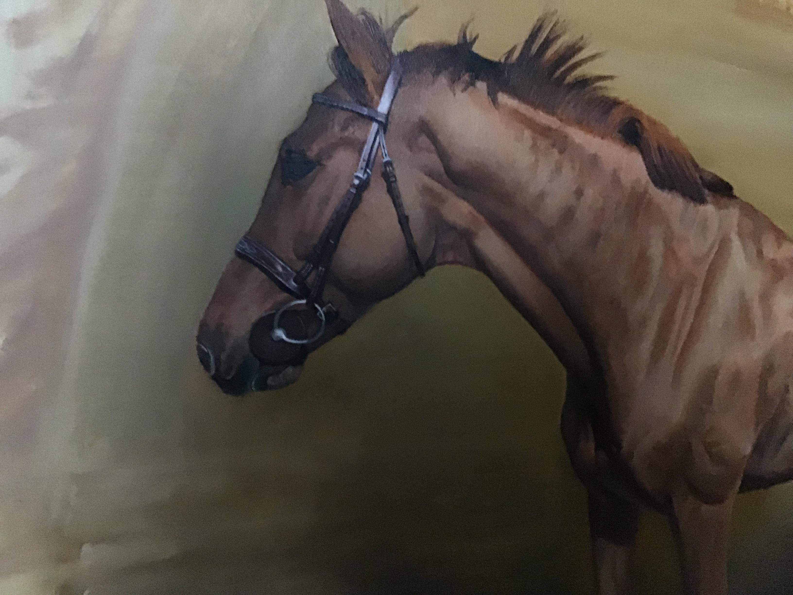 horse portrait - Gray Animal Painting by John Platt