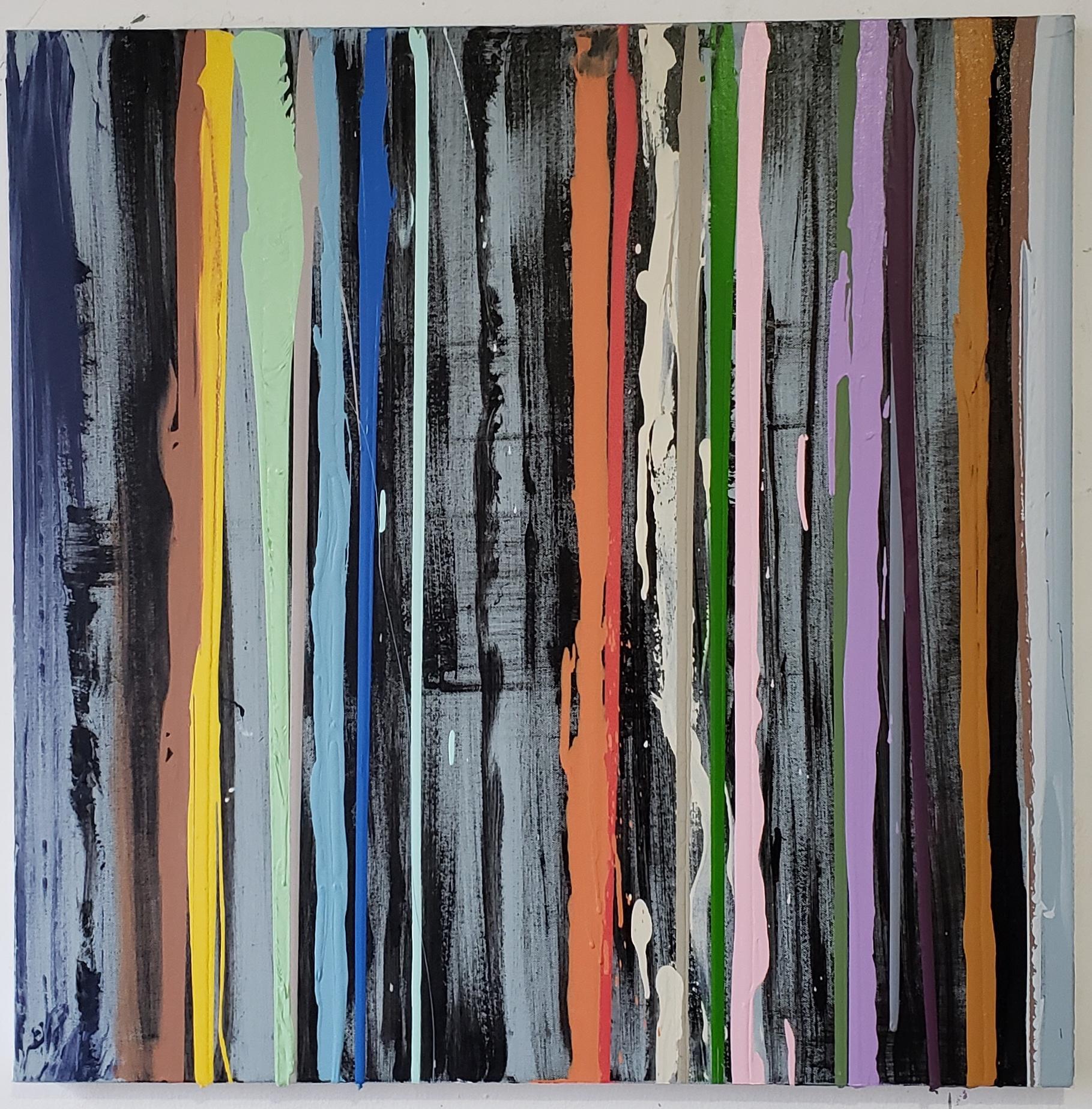 Lily multi colors striped horizontal painting - Painting by John Platt