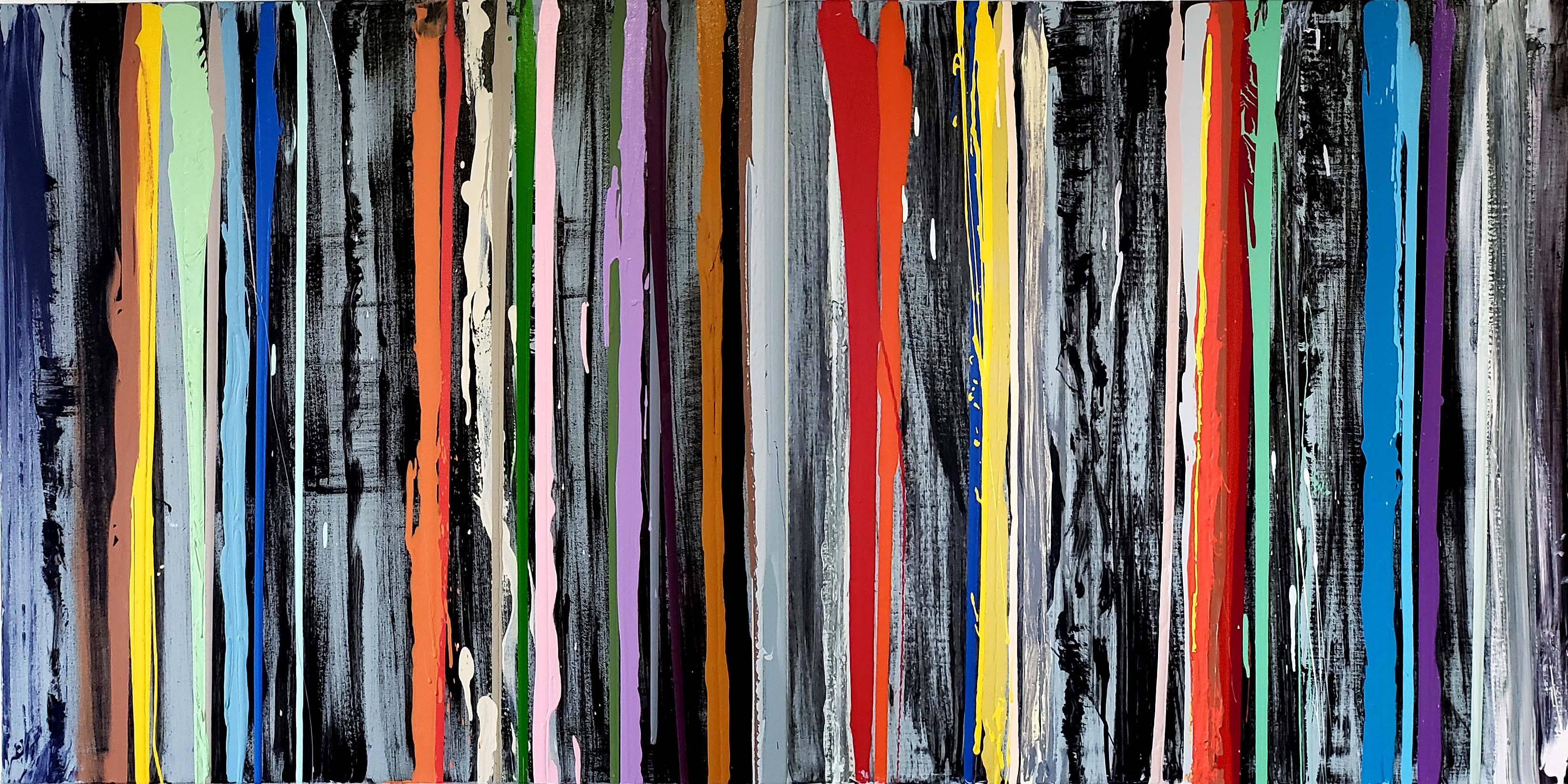 John Platt Abstract Painting - Lily multi colors striped horizontal painting