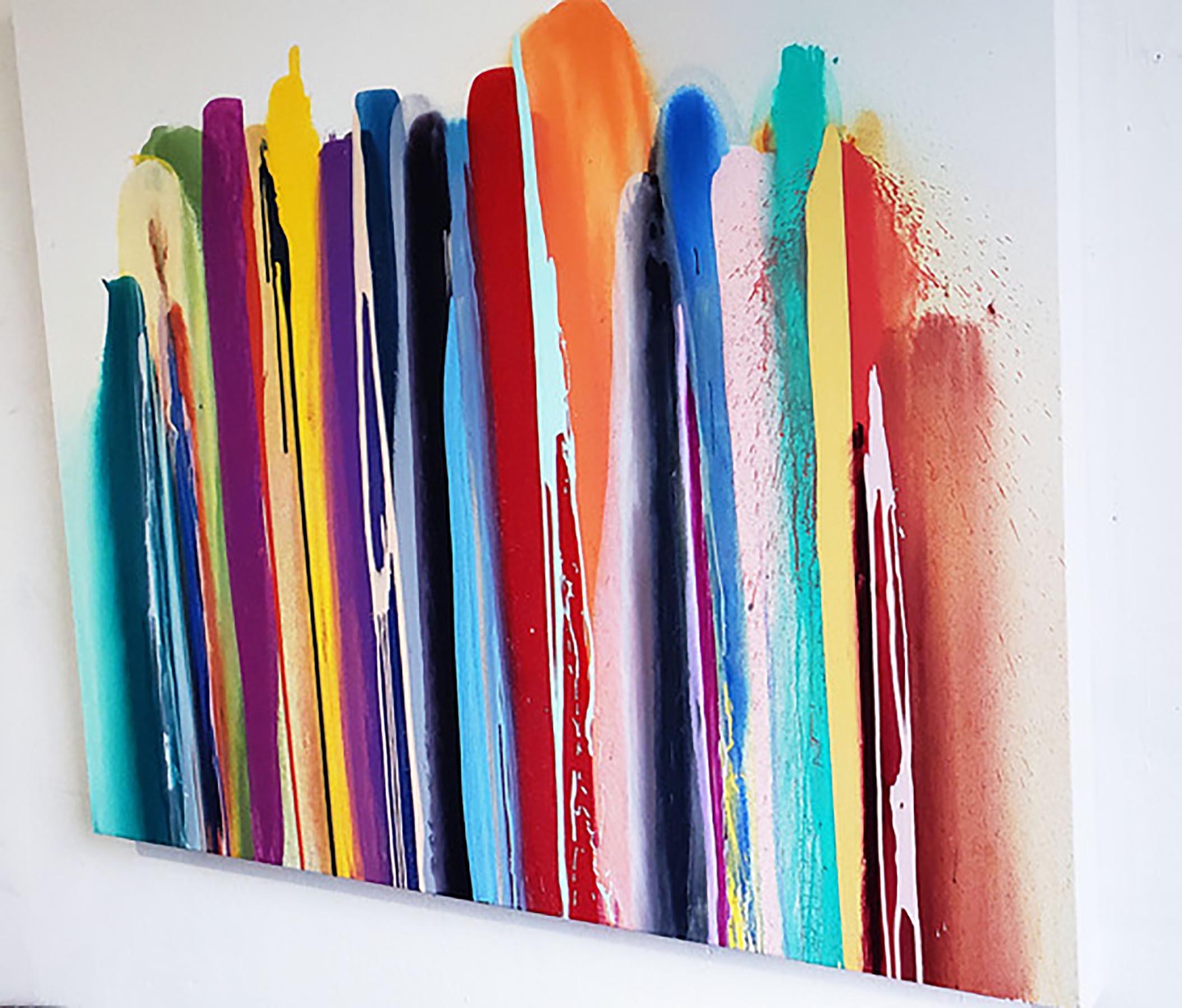 Upper Fifth - striped Morris Louis style - Painting by John Platt