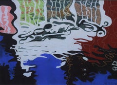 Reflections at Ockham ll - British Abstract Expressionist oil pastel landscape