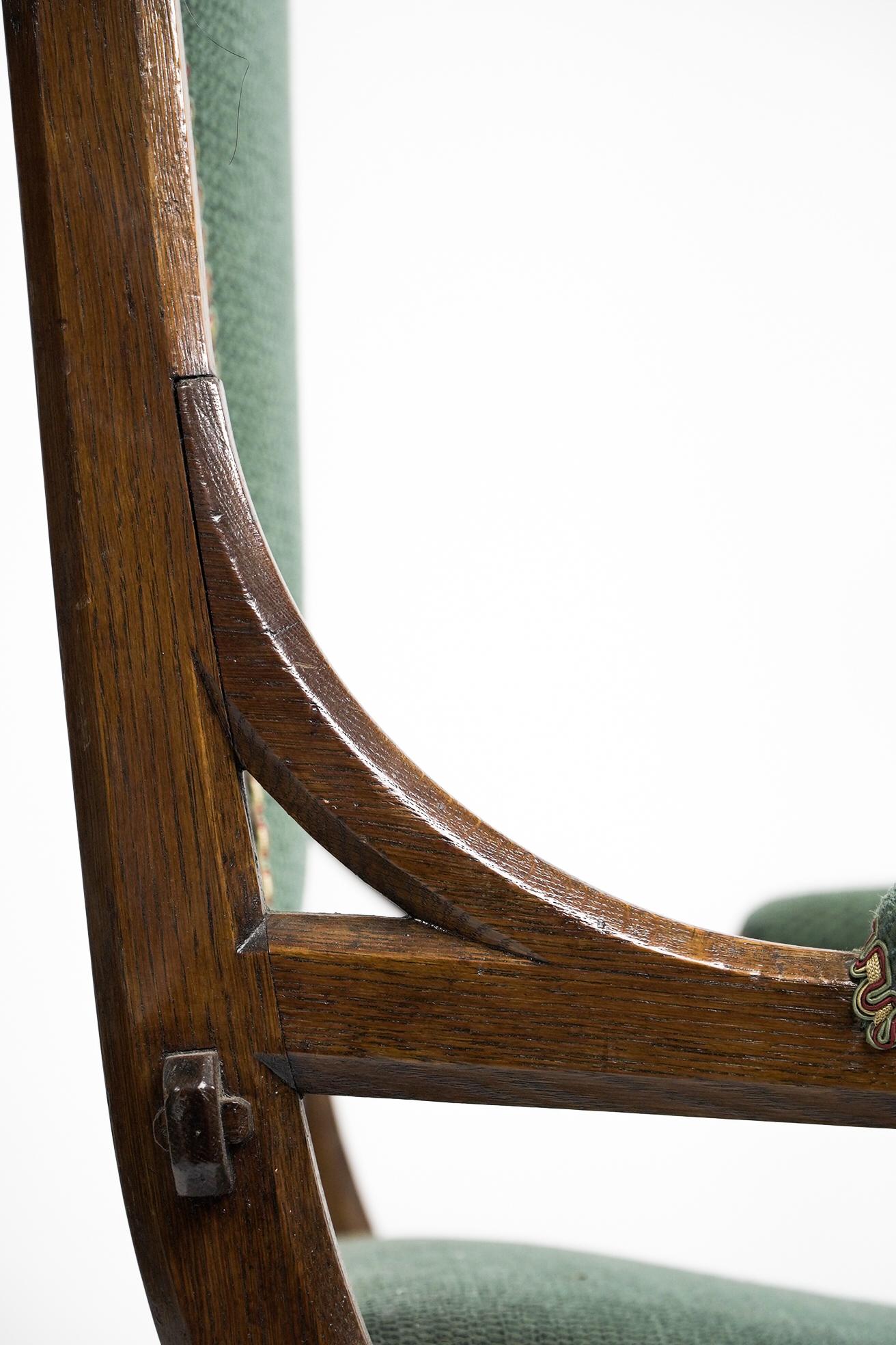 John Pollard Seddon Gothic Revival oak armchair with through pegged tenon joints For Sale 2