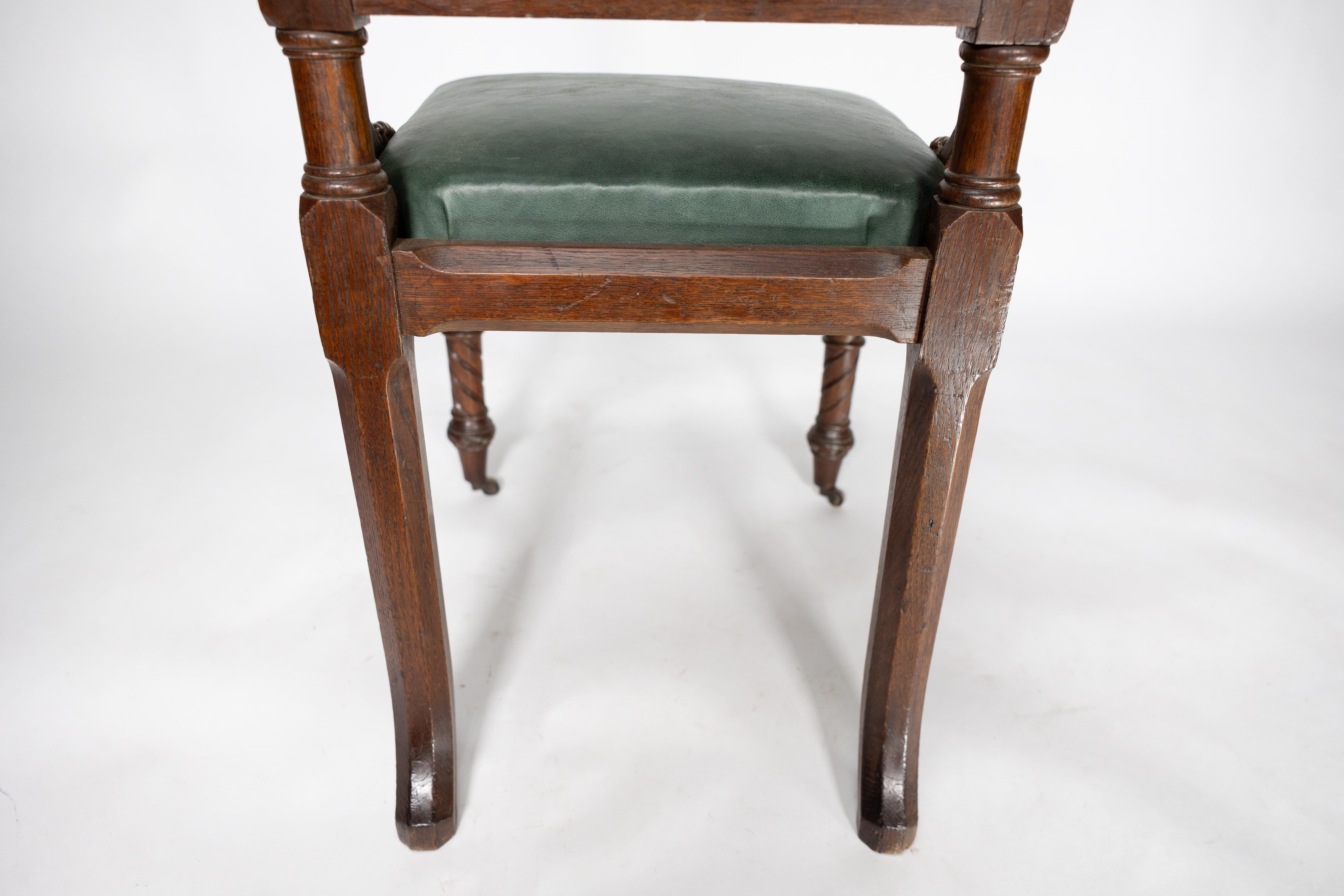 John Pollard Seddon (attributed). A Gothic Revival Oak Side or Desk Chair For Sale 9