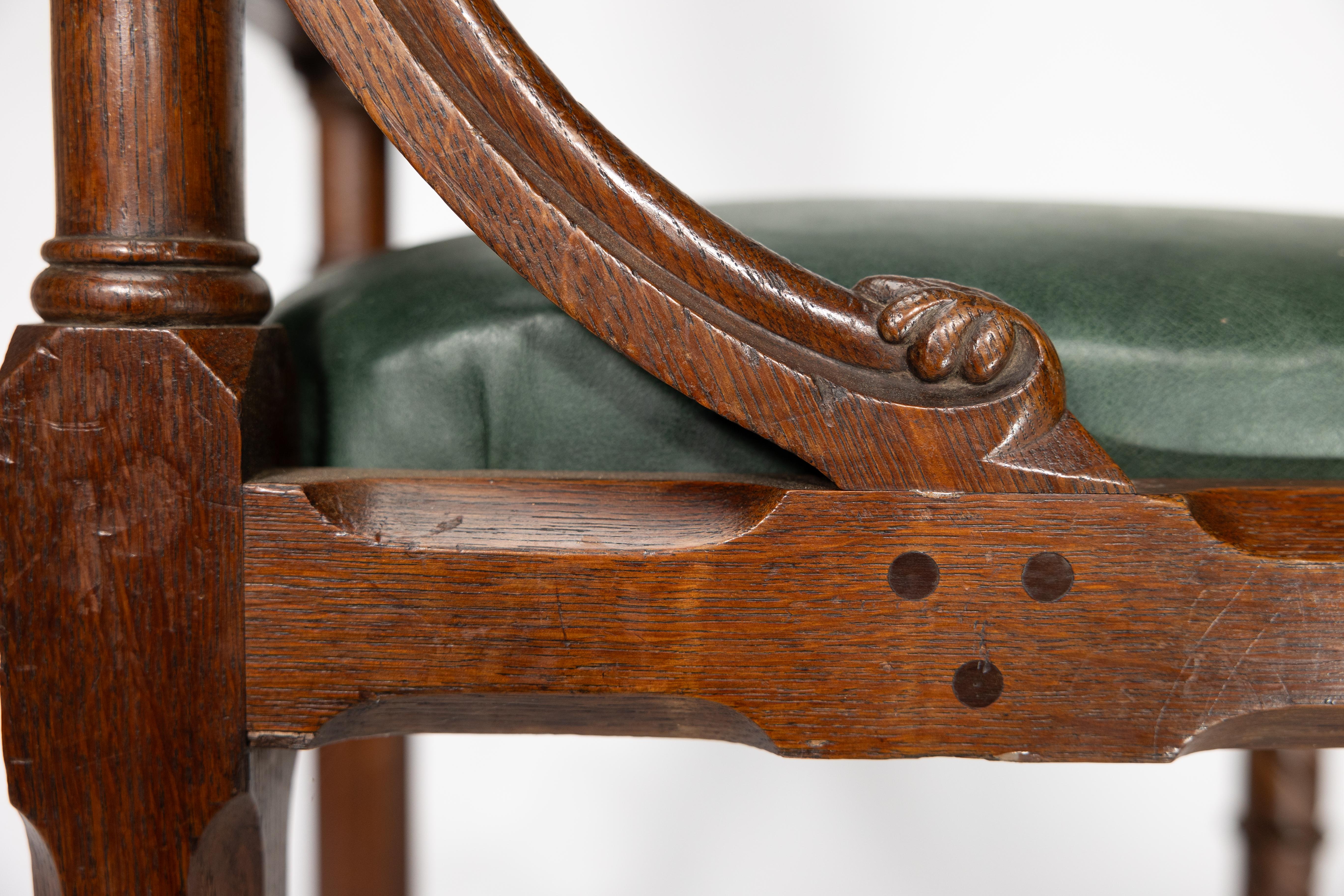 John Pollard Seddon (attributed). A Gothic Revival Oak Side or Desk Chair 13
