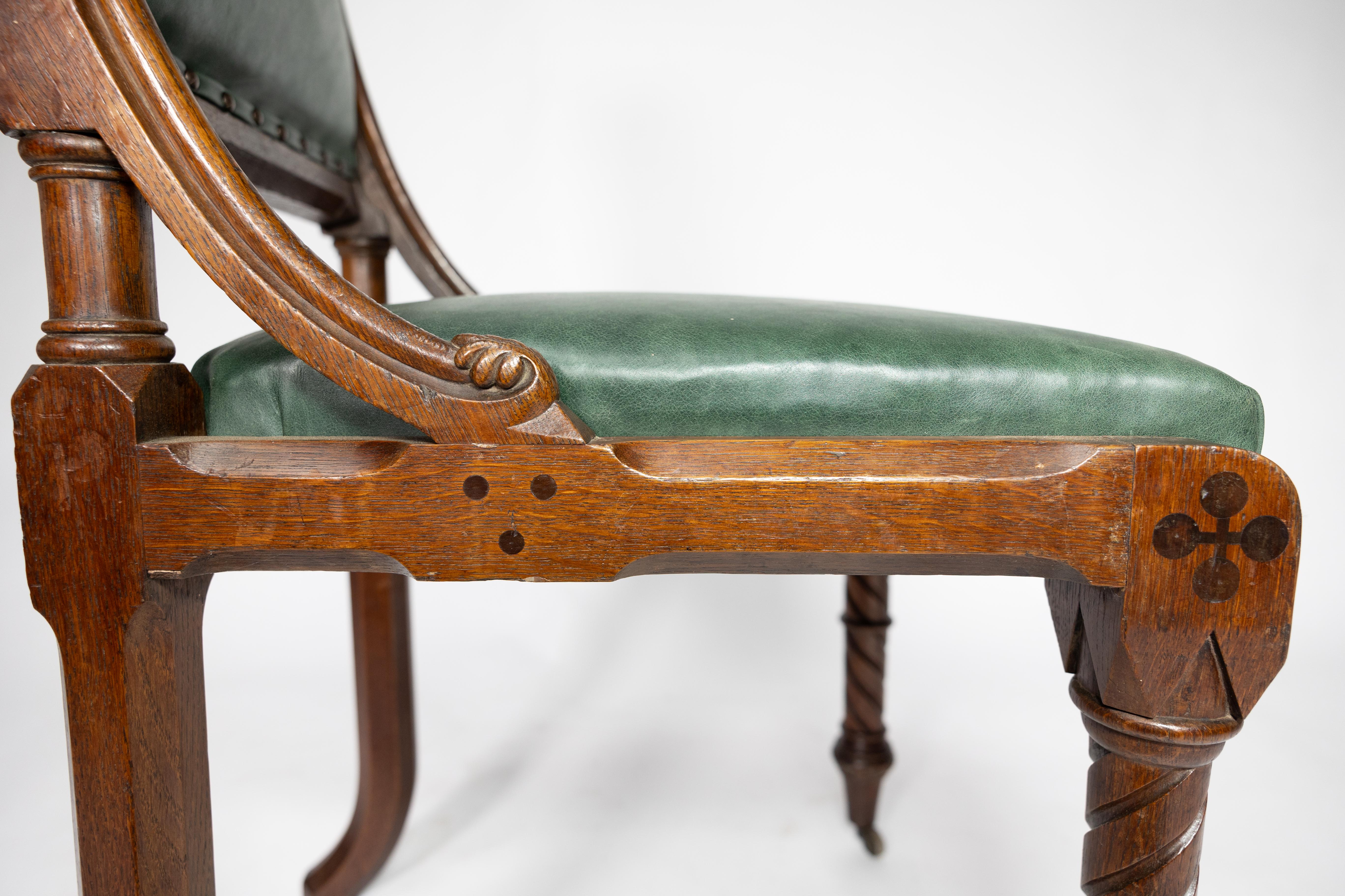 John Pollard Seddon (attributed). A Gothic Revival Oak Side or Desk Chair For Sale 14