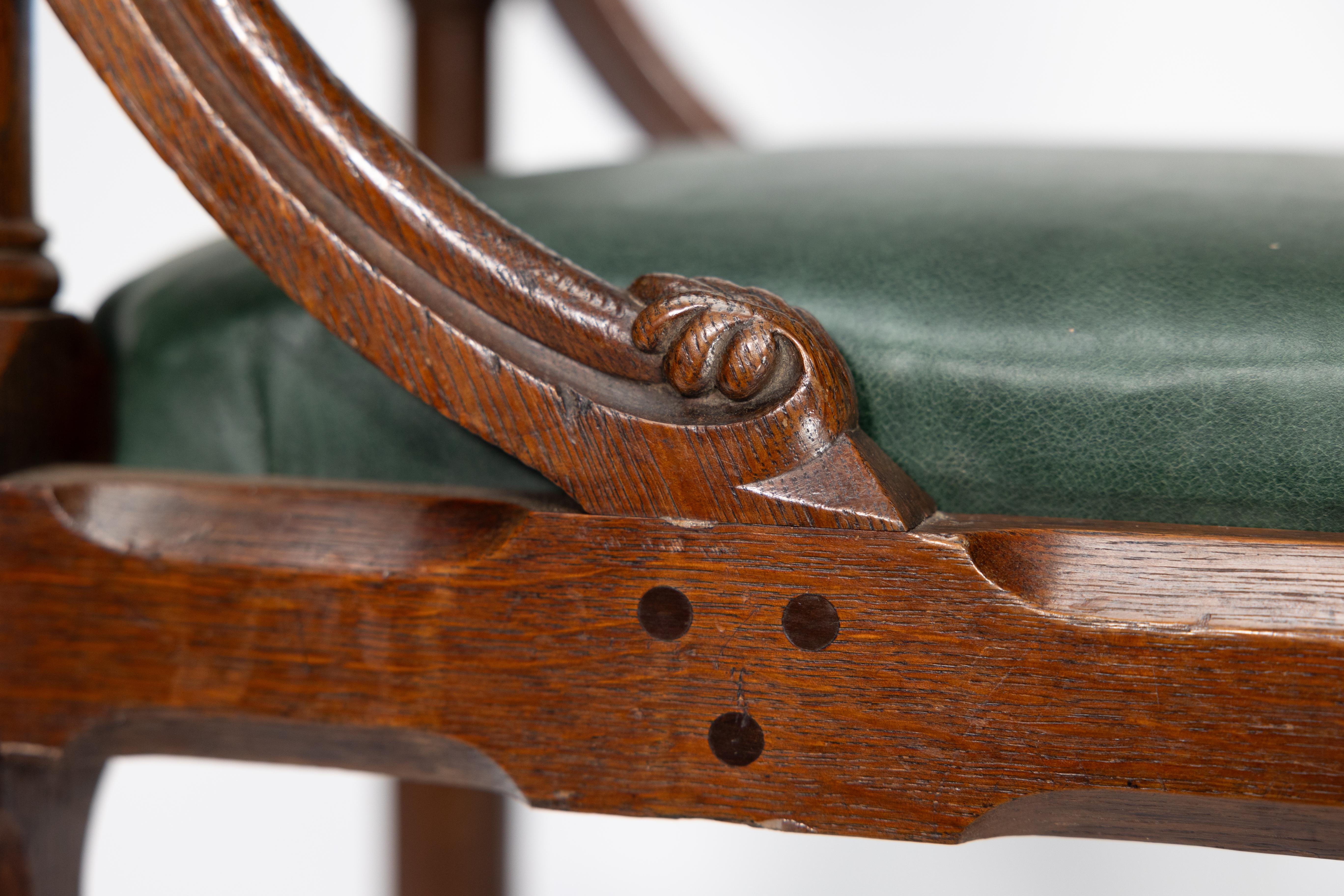 John Pollard Seddon (attributed). A Gothic Revival Oak Side or Desk Chair For Sale 15