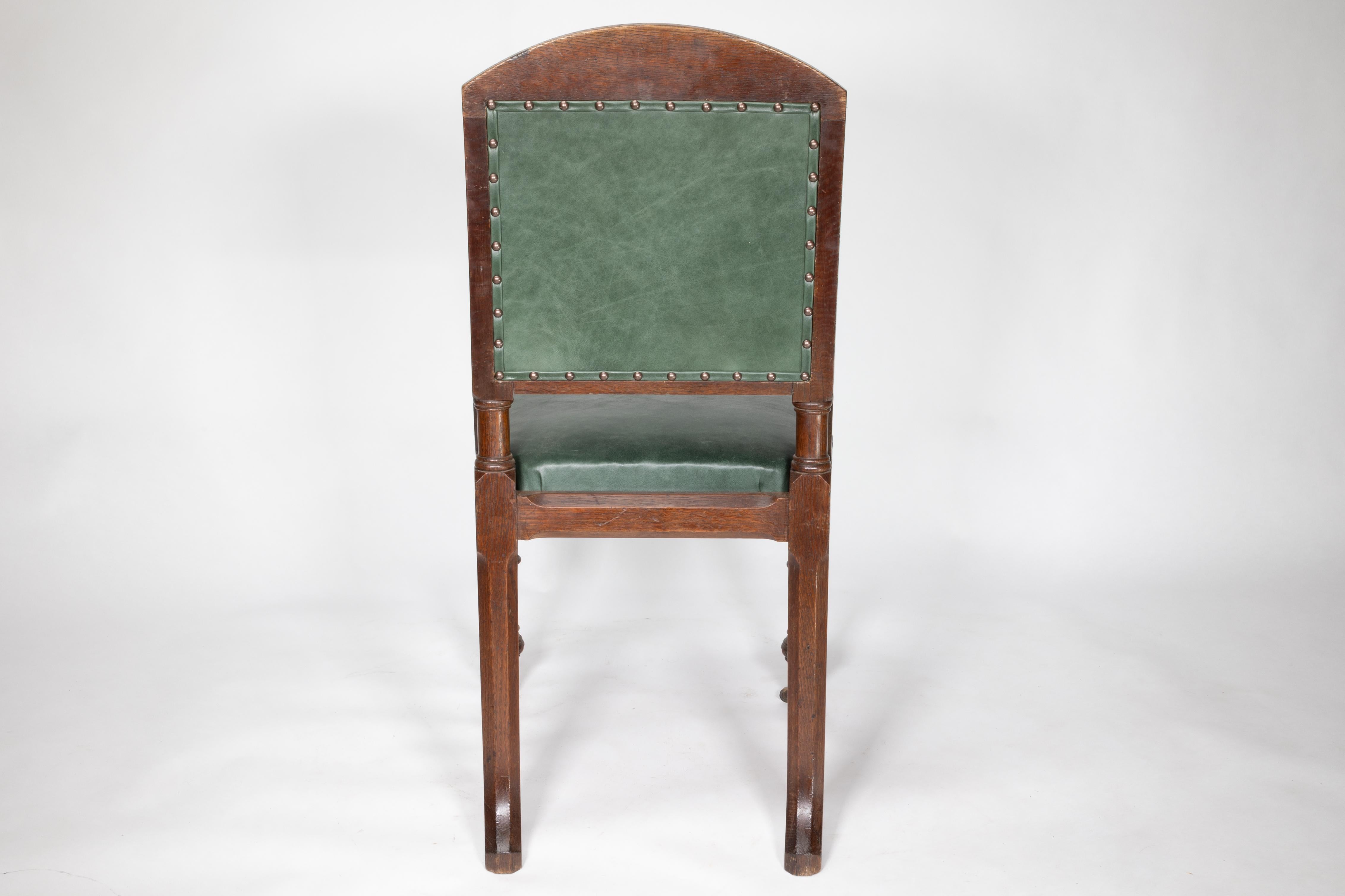 English John Pollard Seddon (attributed). A Gothic Revival Oak Side or Desk Chair For Sale