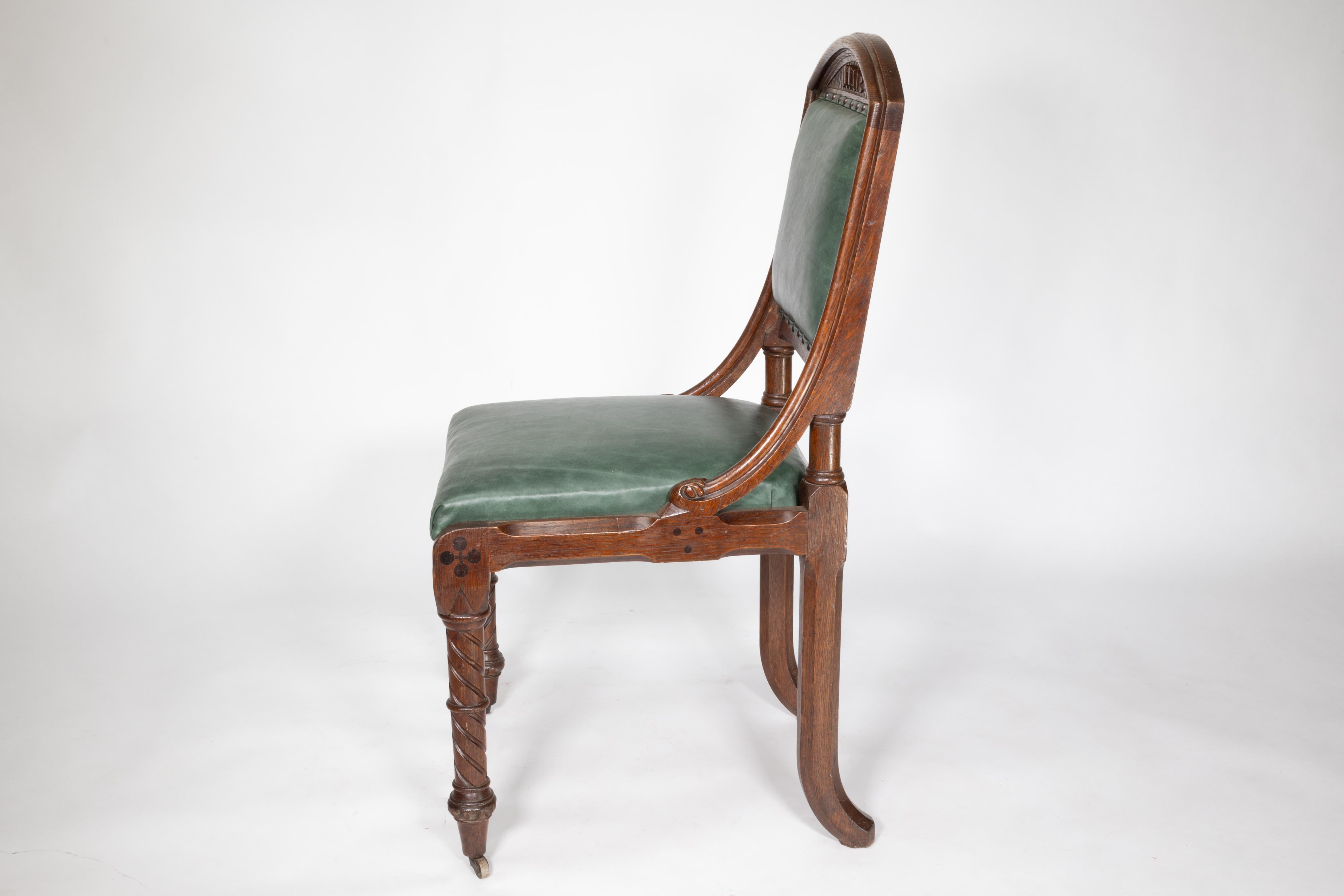 Late 19th Century John Pollard Seddon (attributed). A Gothic Revival Oak Side or Desk Chair For Sale