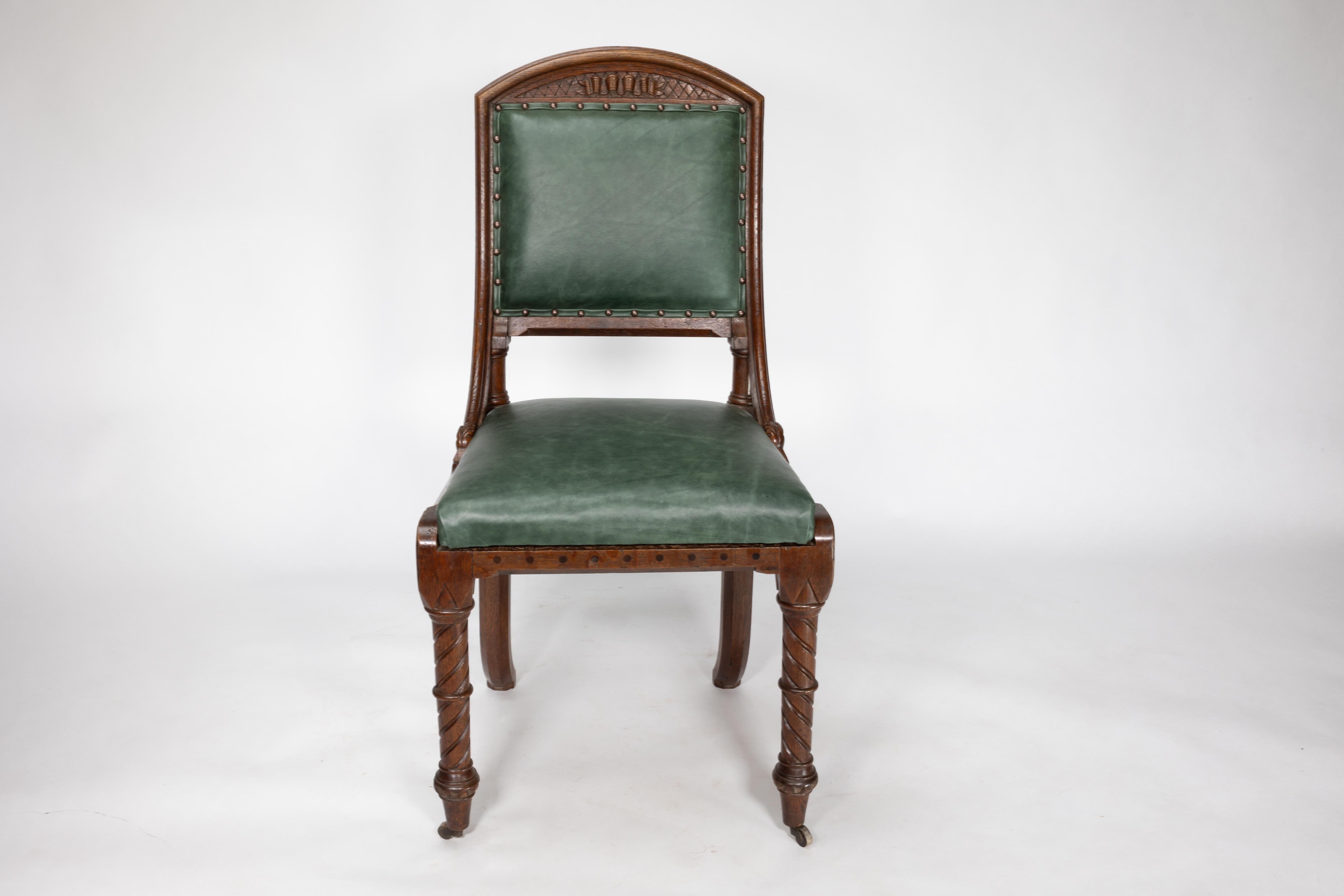 John Pollard Seddon (attributed). A Gothic Revival Oak Side or Desk Chair For Sale 4