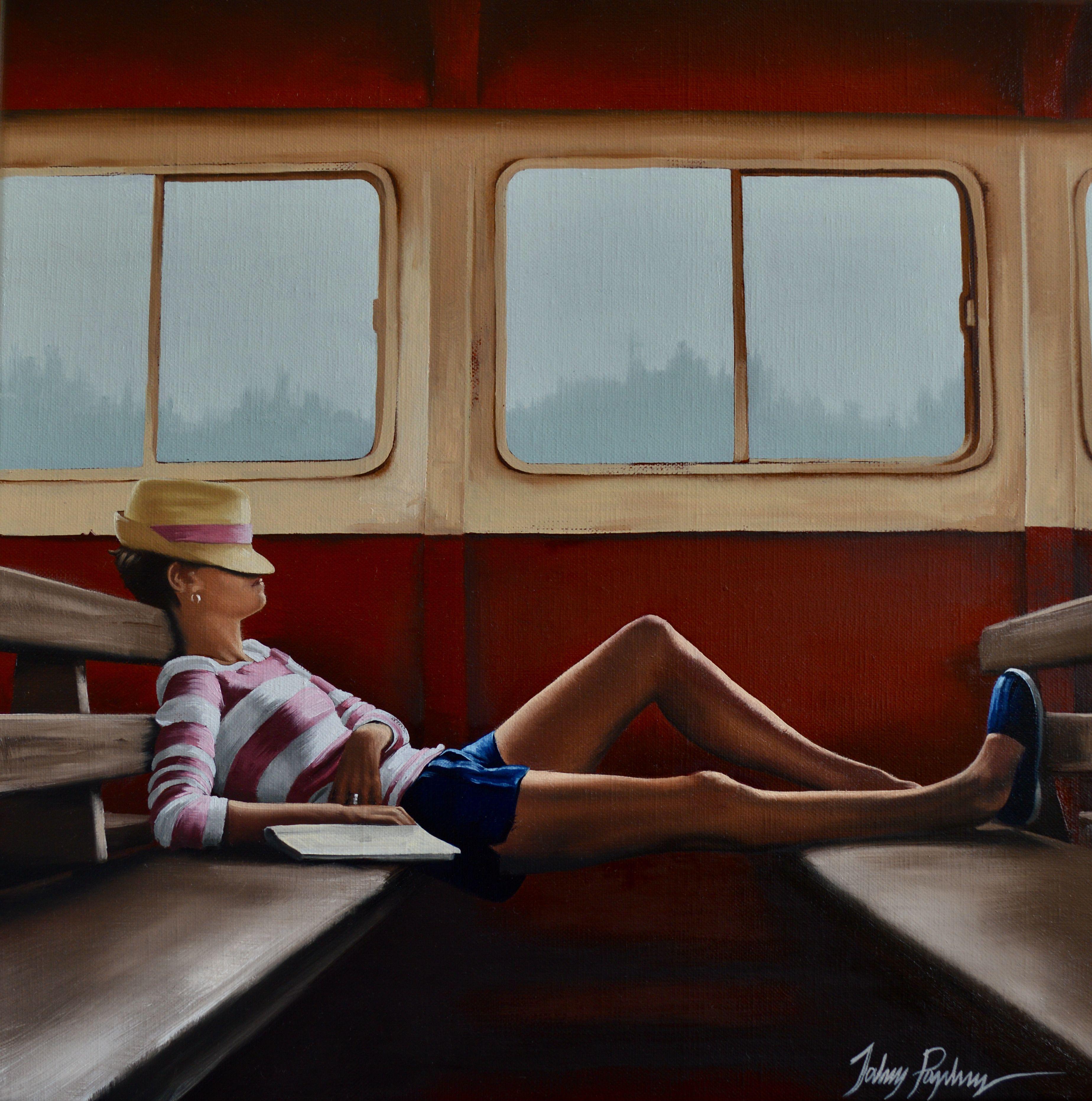 Sleeper Carriage, Painting, Oil on Canvas For Sale 2
