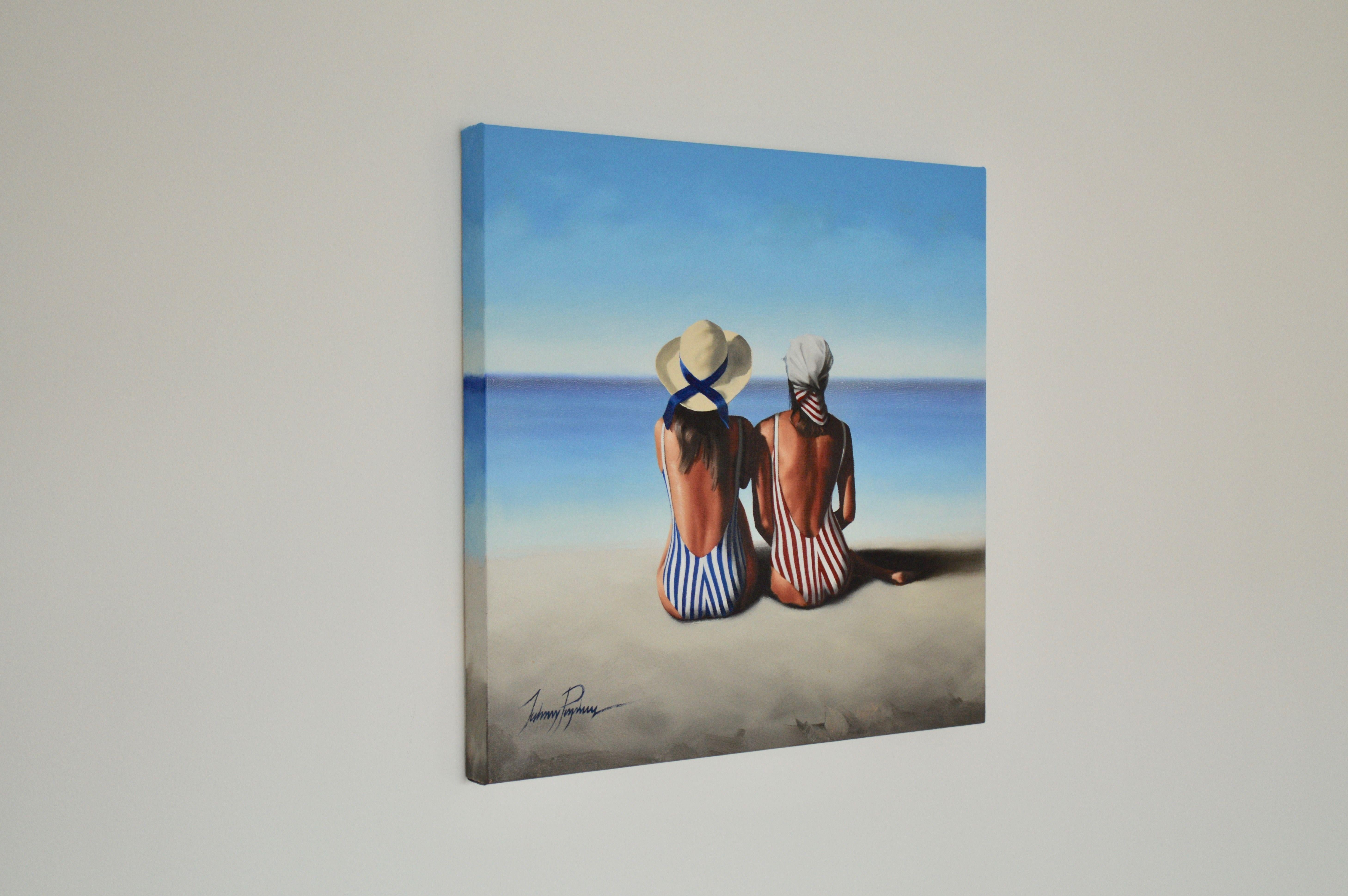 The Beach, Painting, Oil on Canvas For Sale 2