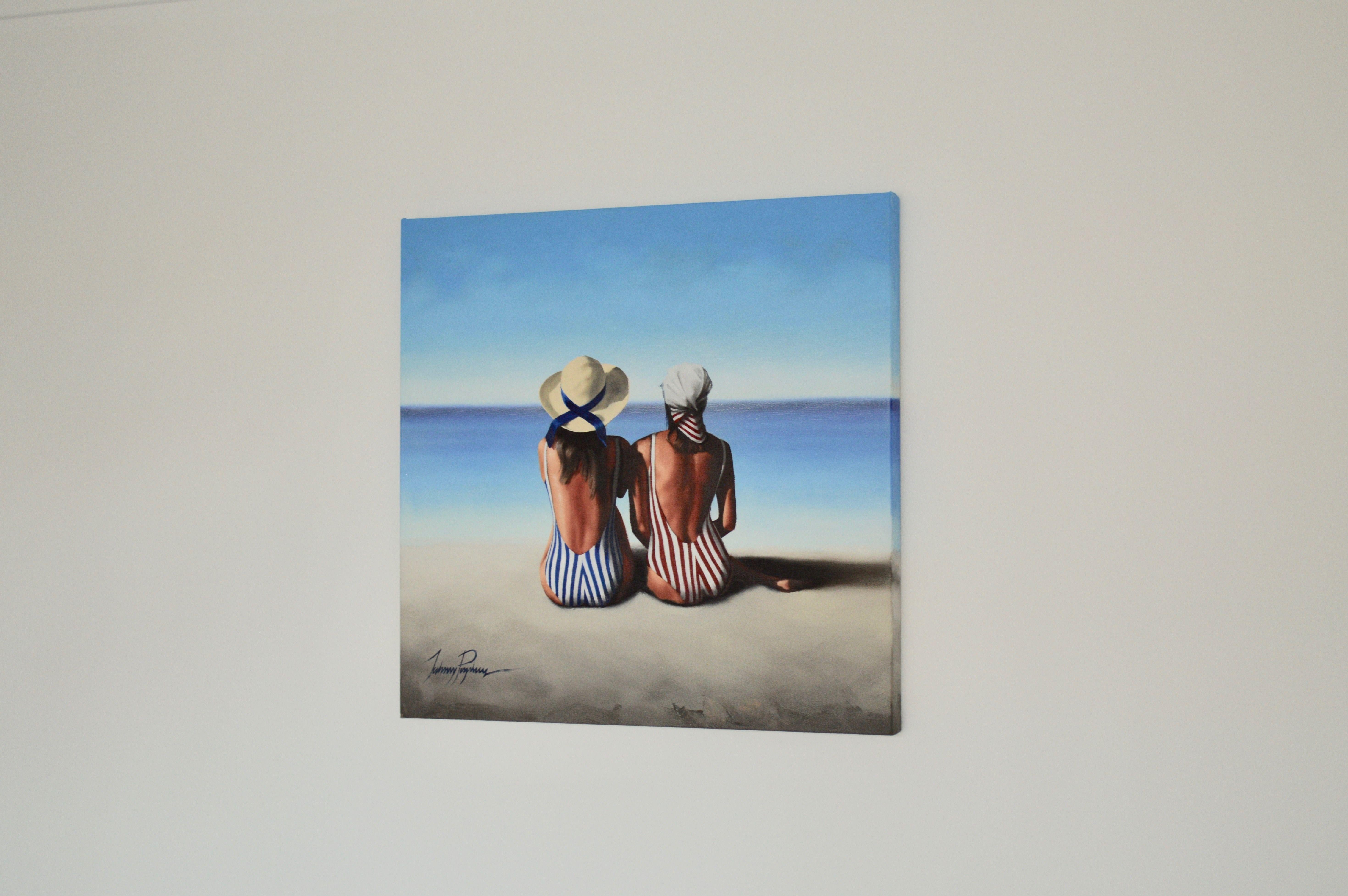 The Beach, Painting, Oil on Canvas For Sale 3