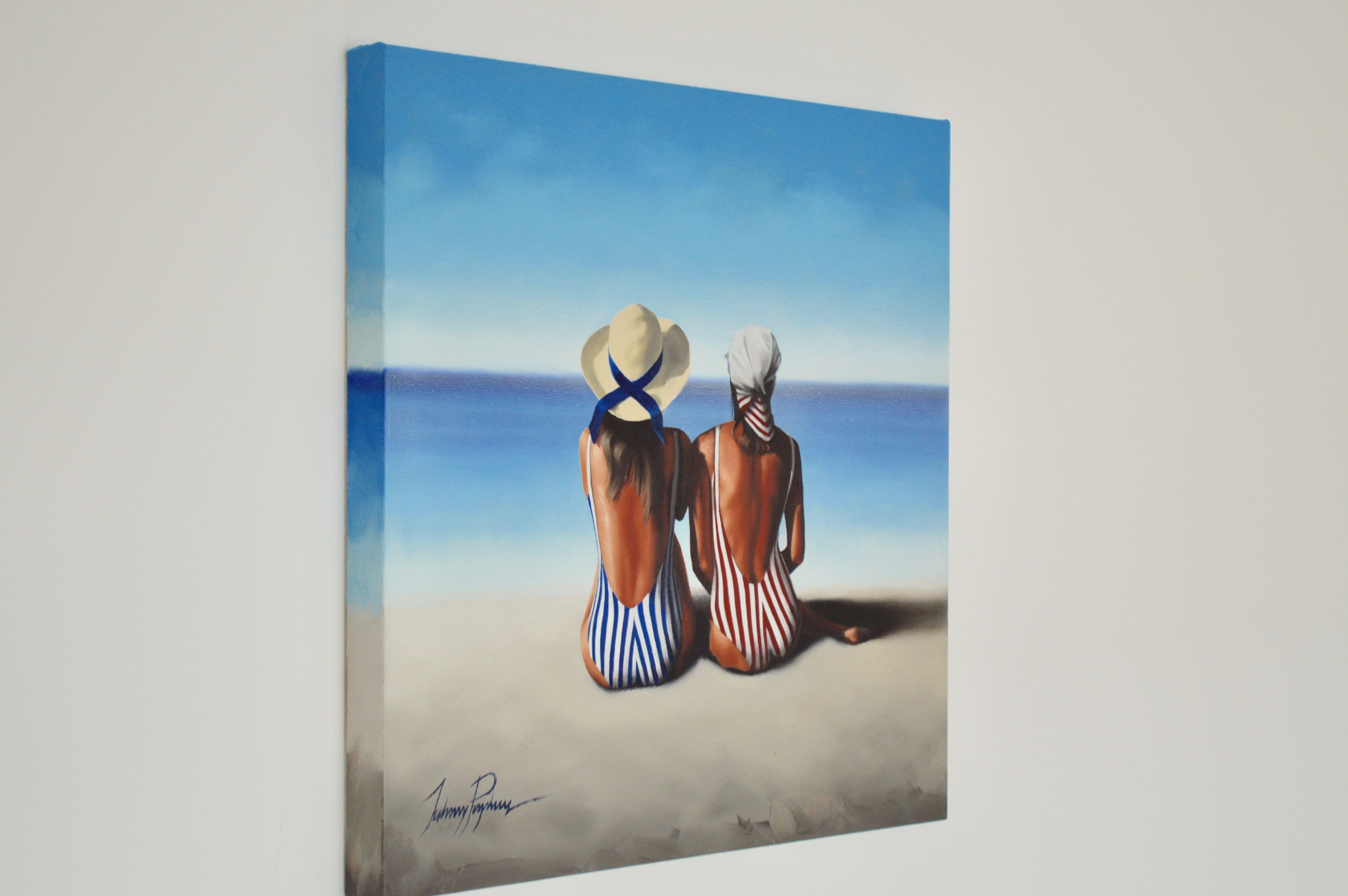 The Beach, Painting, Oil on Canvas For Sale 4