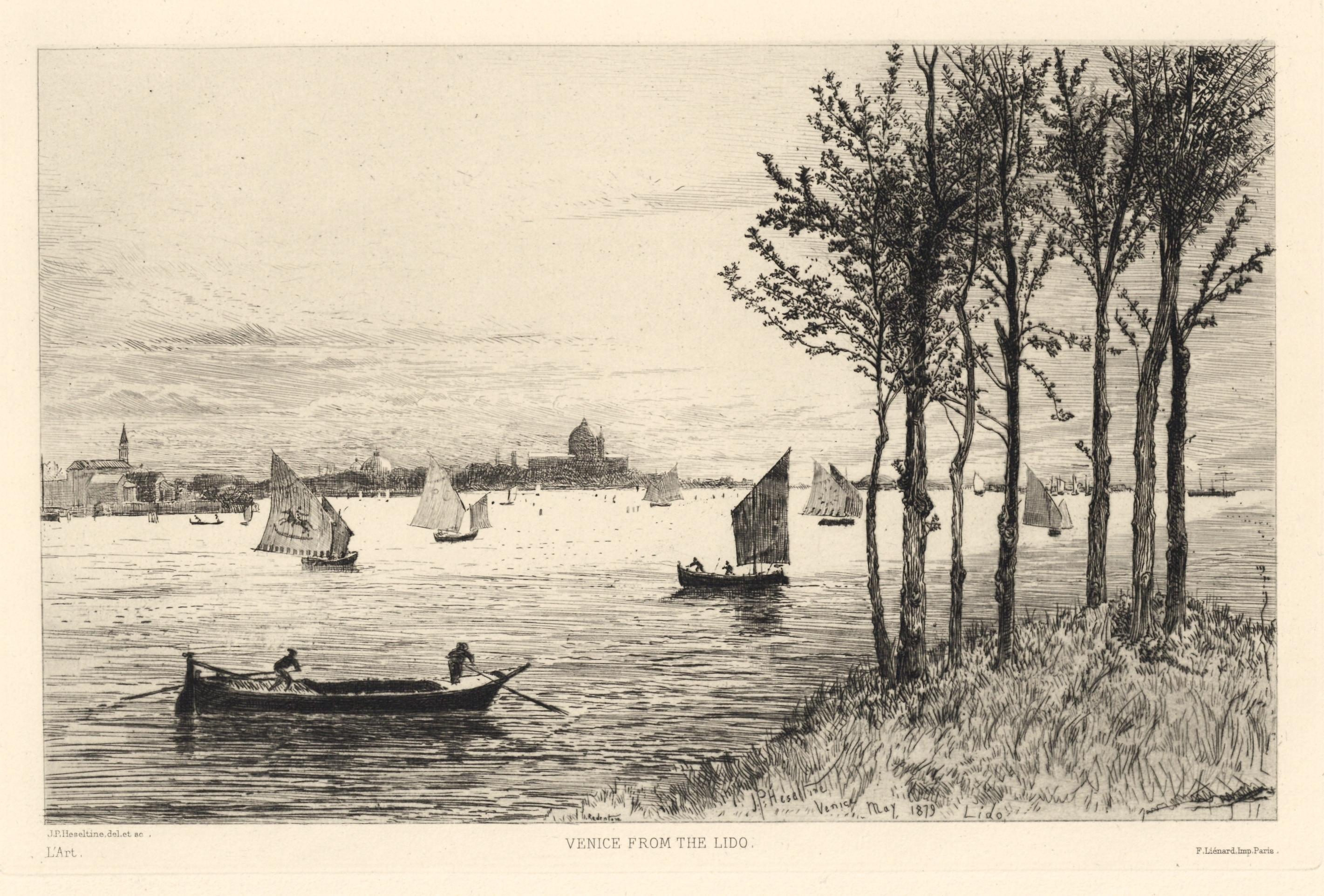 "Venice from the Lido" original etching - Print by John Postle Heseltine