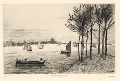 Antique "Venice from the Lido" original etching