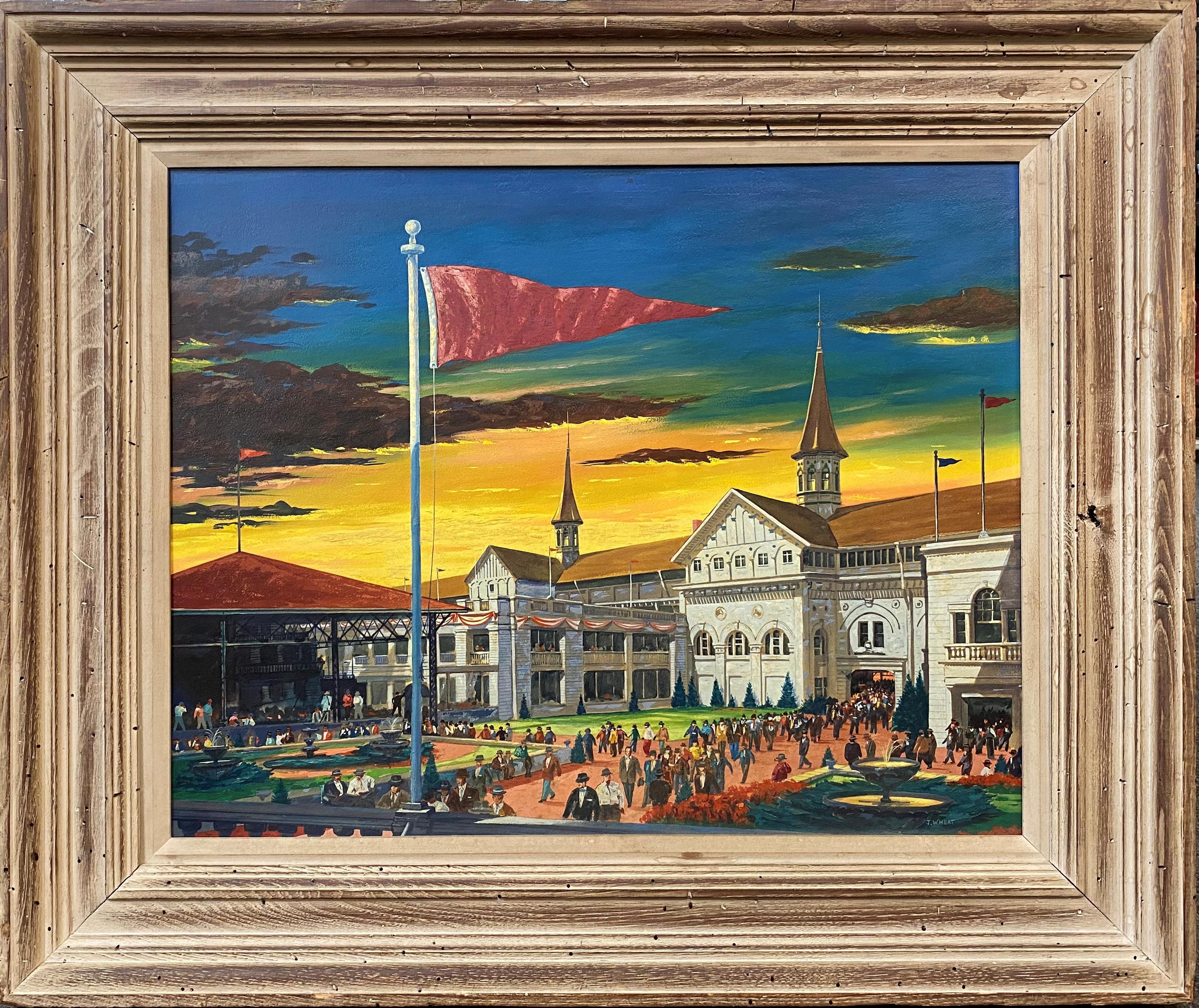 John Potter Wheat Figurative Painting - Crowd Entering Churchill Downs For the  Kentucky Derby