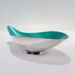 Bol commode en métal argenté et émail John Prip pour Reed & Barton, style mi-siècle moderne