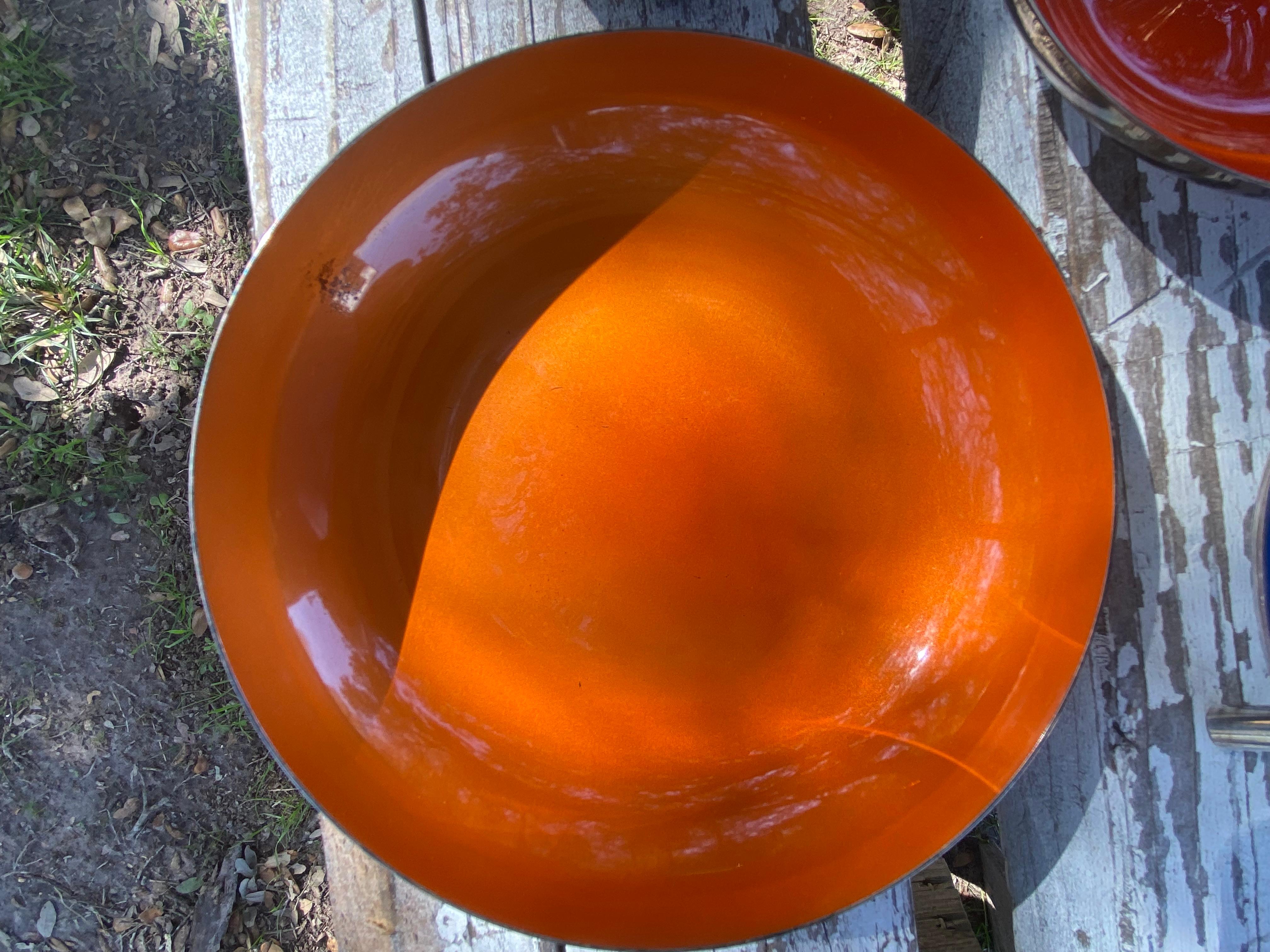 John Prip for Reed & Barton Orange Enameled Finger Bowls / Salt Cellars, Set of For Sale 3