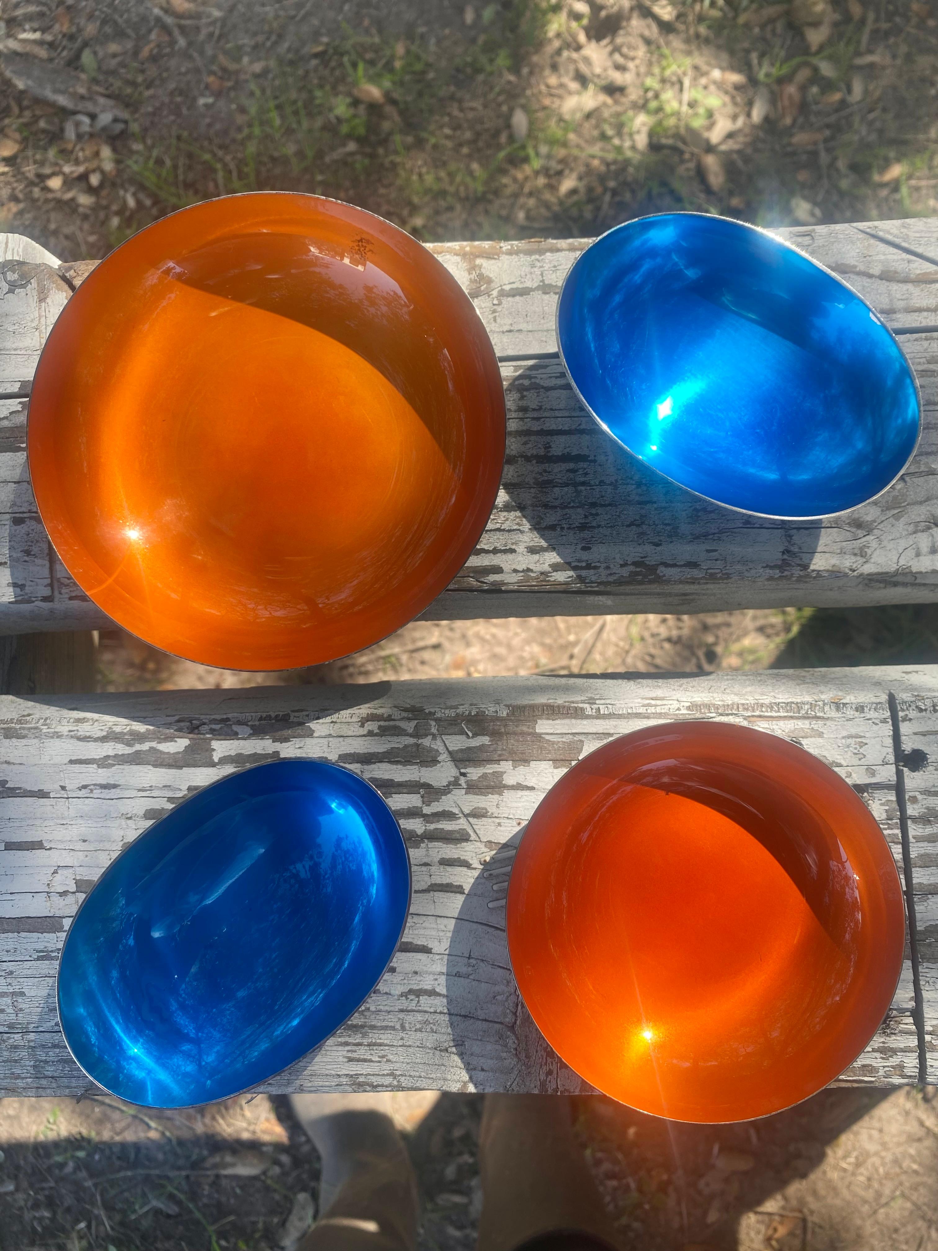 John Prip for Reed & Barton Orange Enameled Finger Bowls / Salt Cellars, Set of For Sale 6
