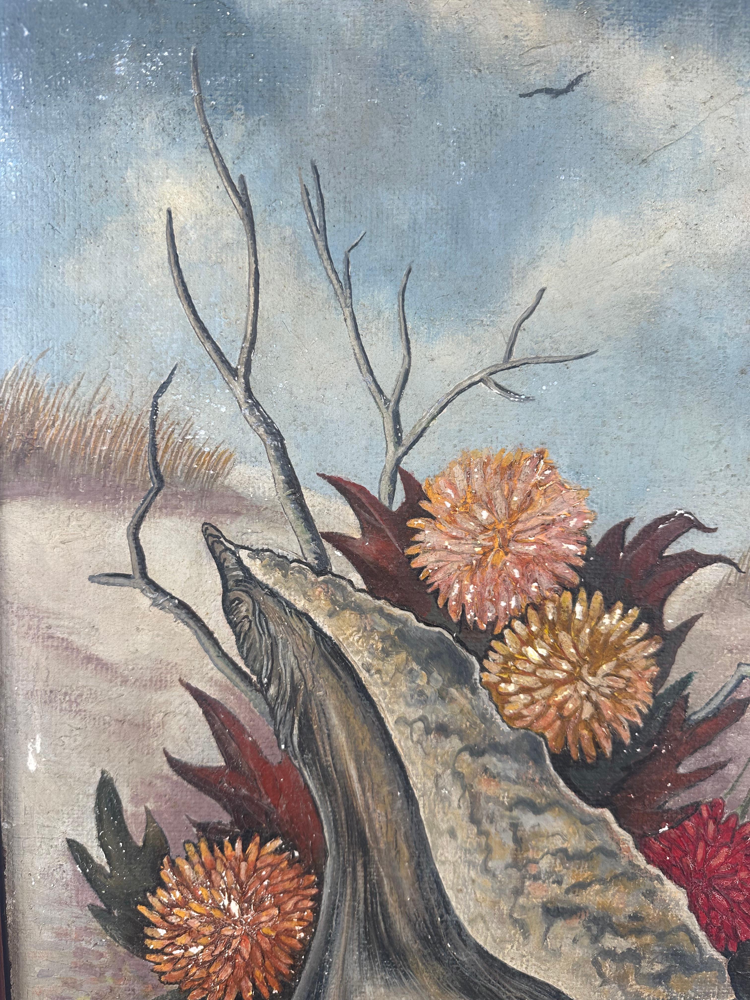 Nature morte surréaliste aux coquillages - Outsider Art Painting par John Prue