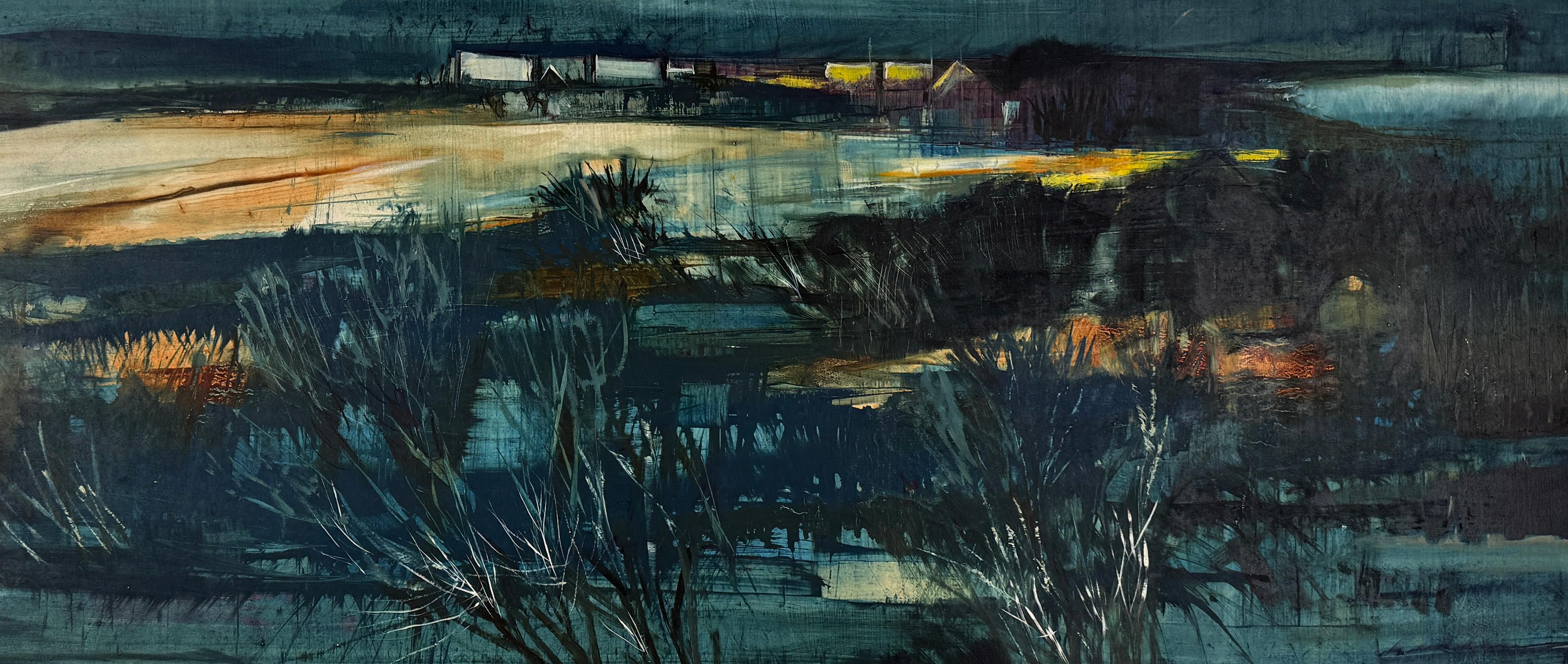 Ouragan dans l'après-midi Huile originale - Modernisme américain Painting par John R Fell