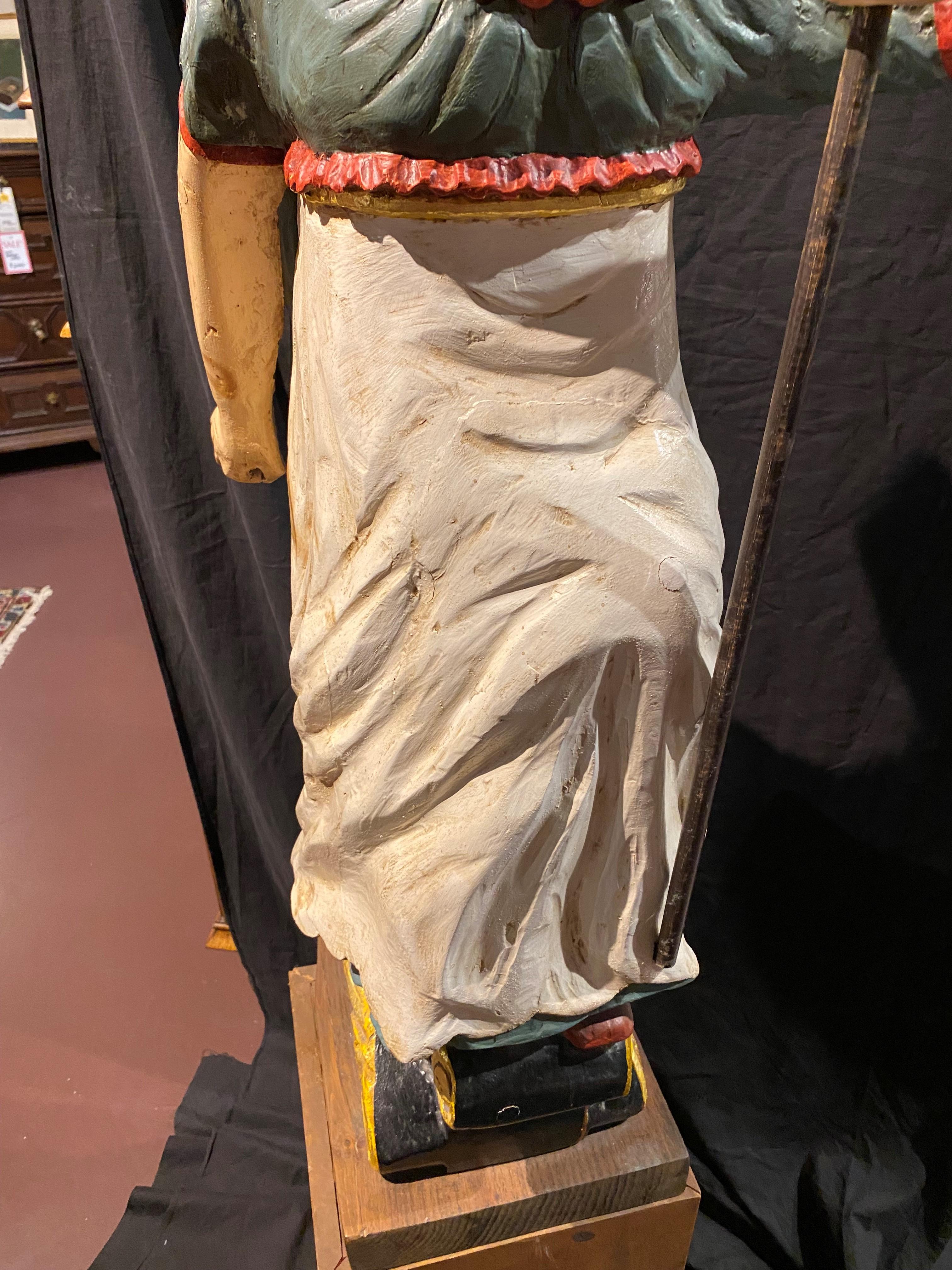 Hand-Carved John R. Walker American School Folk Art Carved Wooden Lady Liberty Figurehead