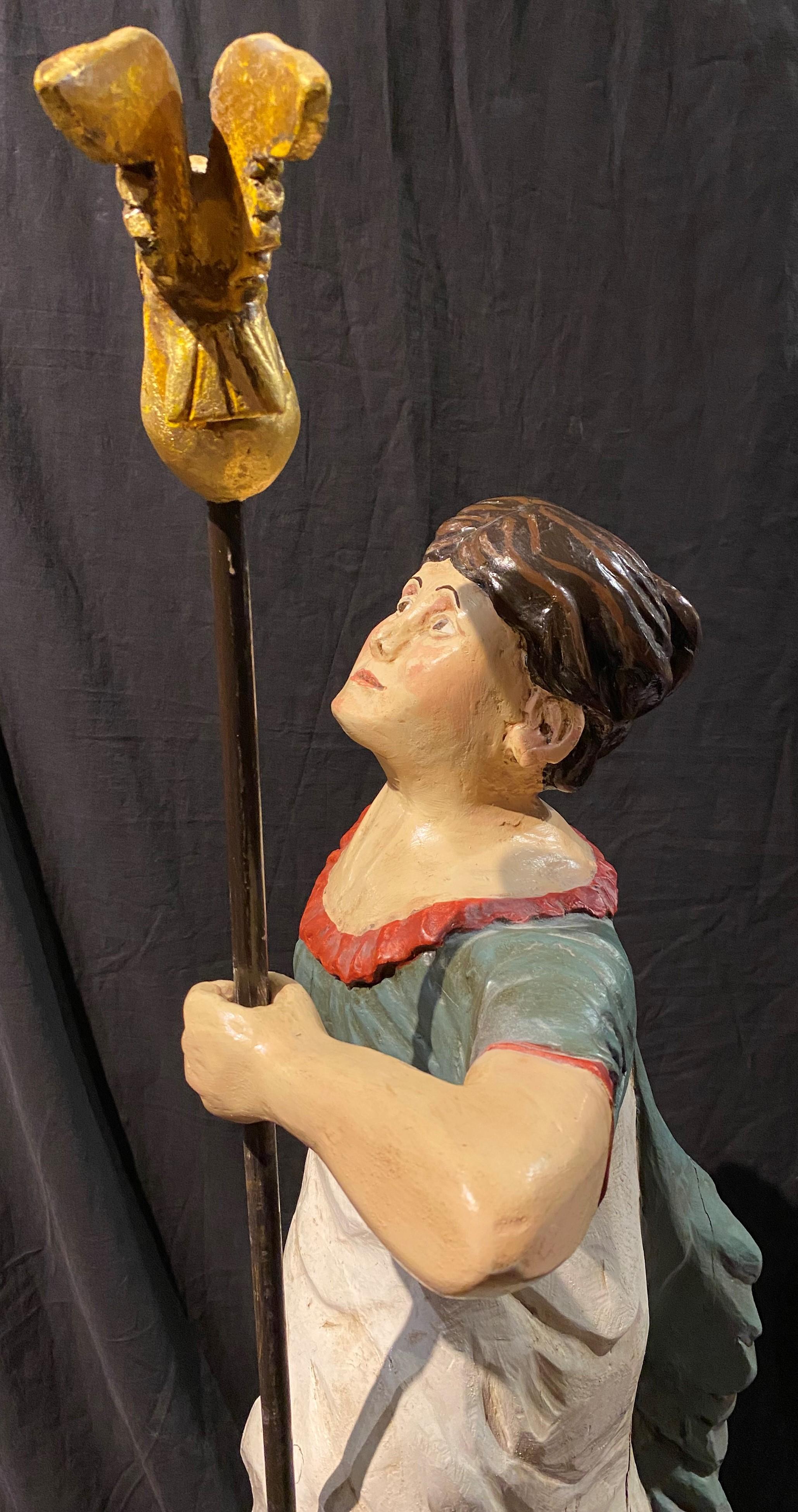 John R. Walker American School Folk Art Carved Wooden Lady Liberty Figurehead In Good Condition In Milford, NH