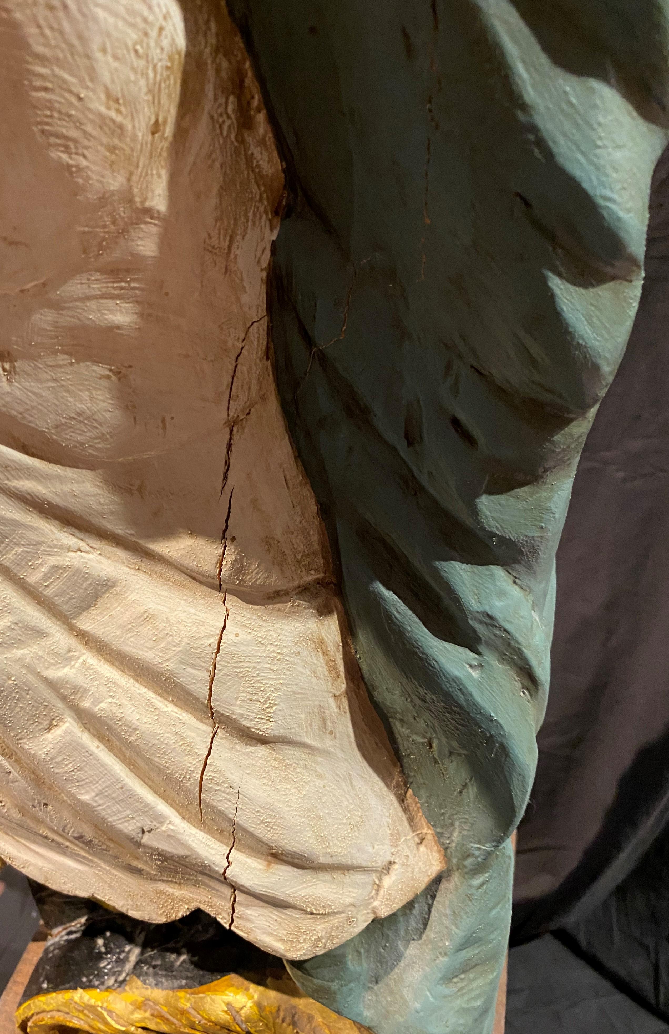 John R. Walker American School Folk Art Carved Wooden Lady Liberty Figurehead 4