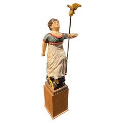 Figure de dame Liberty en bois sculpté de l'école américaine John R. Walker