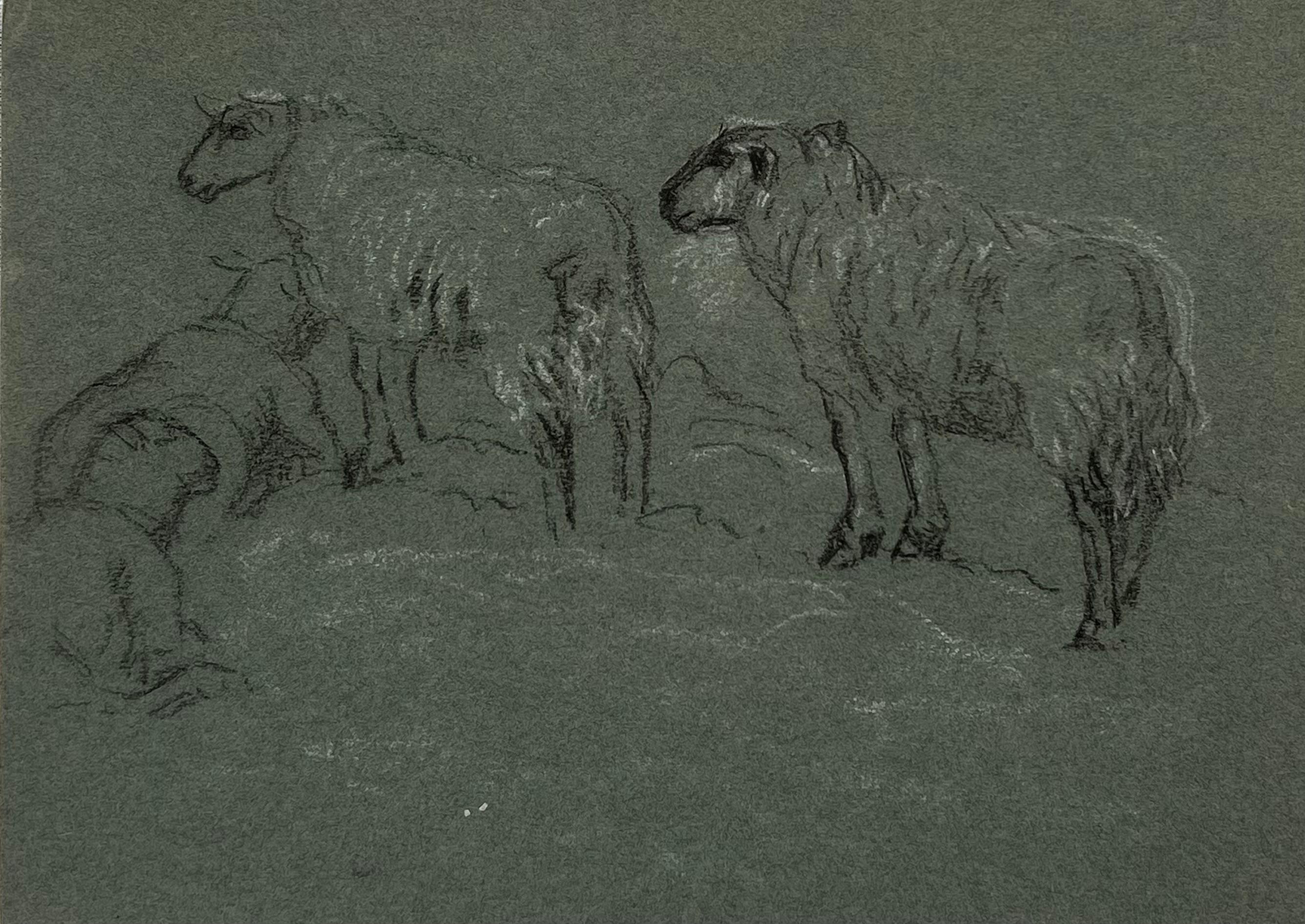 John Rabone Harvey ( 1966 - 1922)
graphic and chalk deep green artist paper , unframed
artist paper : 5.5 x 7 inches
Provenance: private collection
Condition: very good condition
Double sided 

Harvey was a British artist active from the late 19th