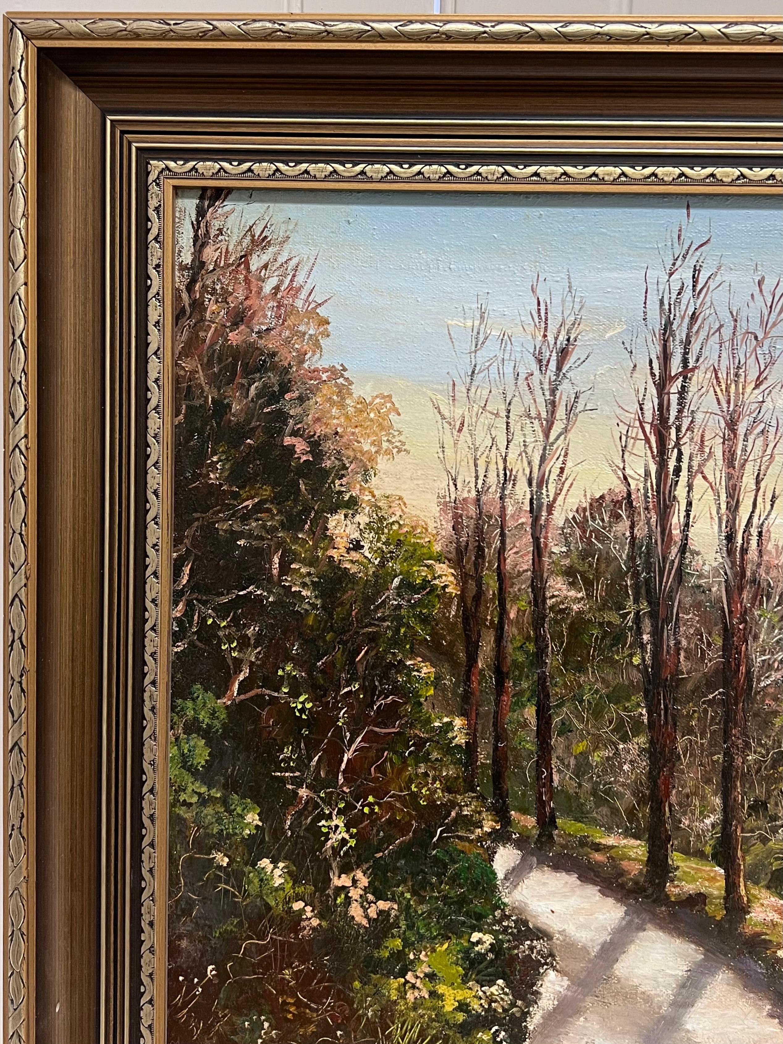 Gran paisaje rural tradicional inglés firmado al óleo Yorkshire Cumbria Granja en venta 6