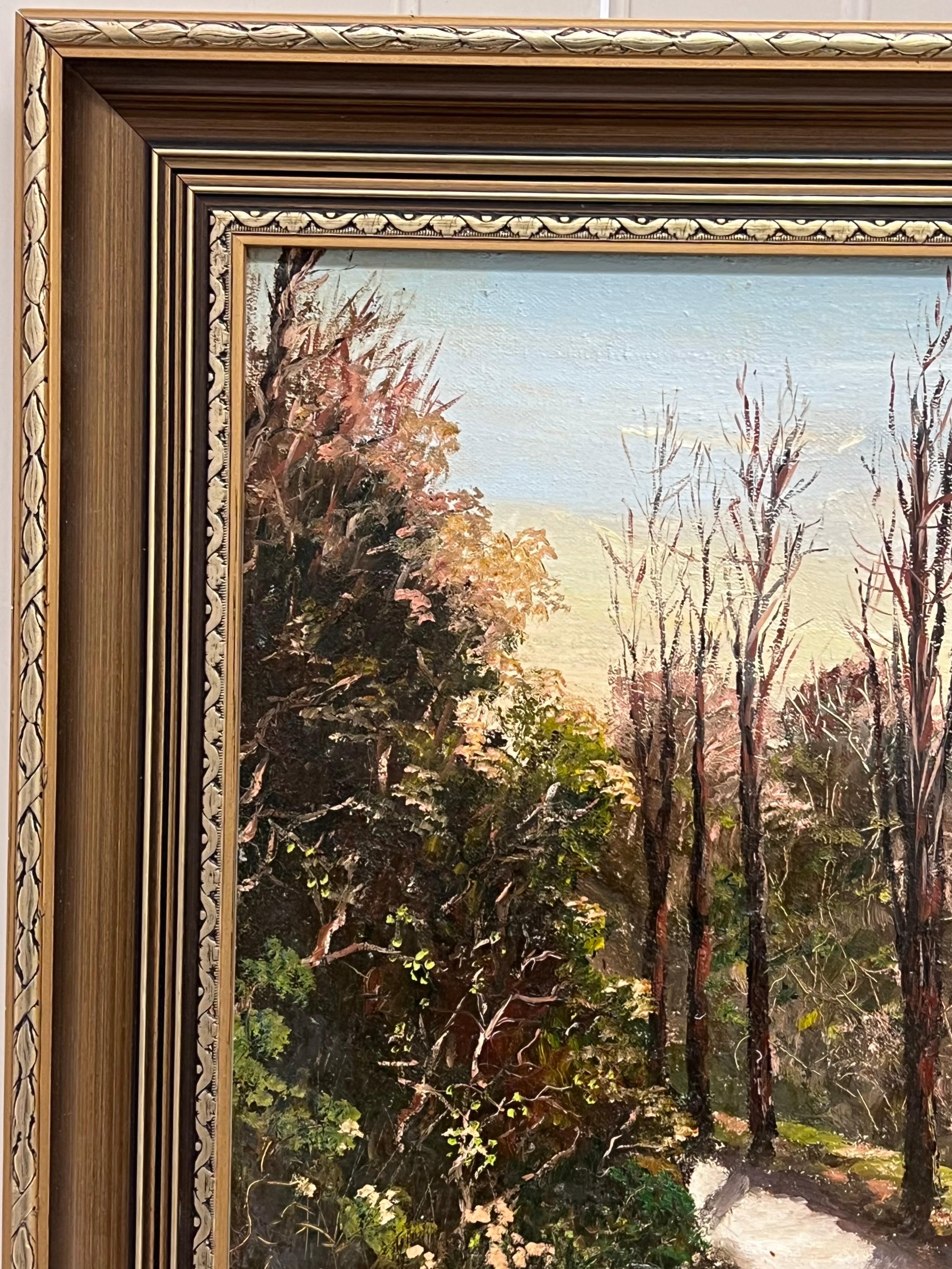 Gran paisaje rural tradicional inglés firmado al óleo Yorkshire Cumbria Granja en venta 1