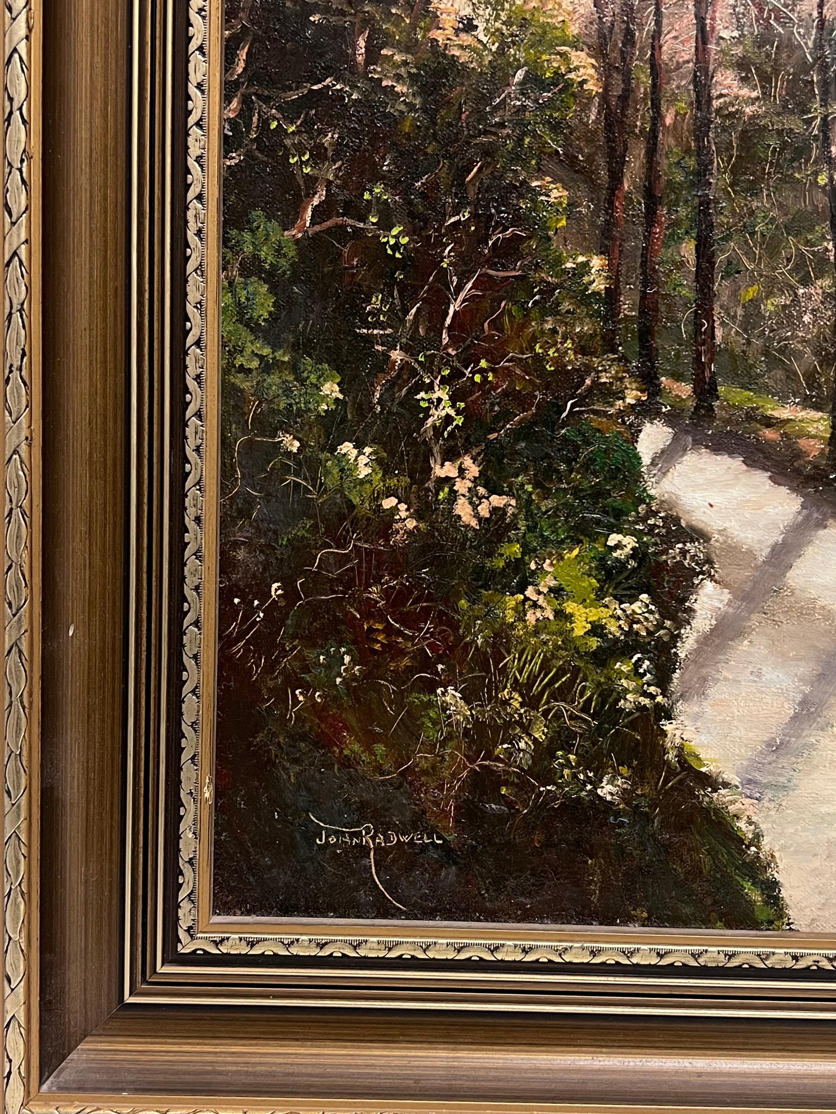 Gran paisaje rural tradicional inglés firmado al óleo Yorkshire Cumbria Granja en venta 2