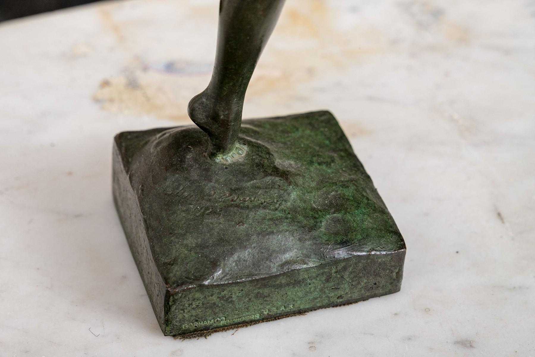 Escultura Art Decó de bronce de bailarina 1923 Fundición Gorham por John Ramsey en venta 3