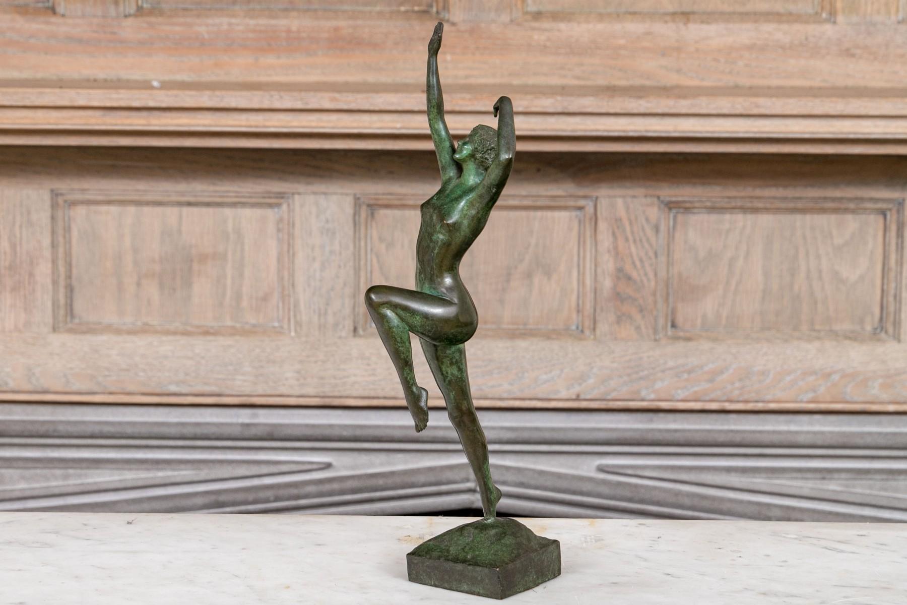 Escultura Art Decó de bronce de bailarina 1923 Fundición Gorham por John Ramsey Estadounidense en venta