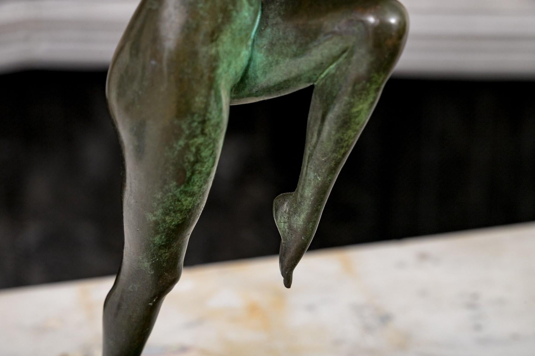 Escultura Art Decó de bronce de bailarina 1923 Fundición Gorham por John Ramsey en Excelente estado para la venta en Rochester, NY