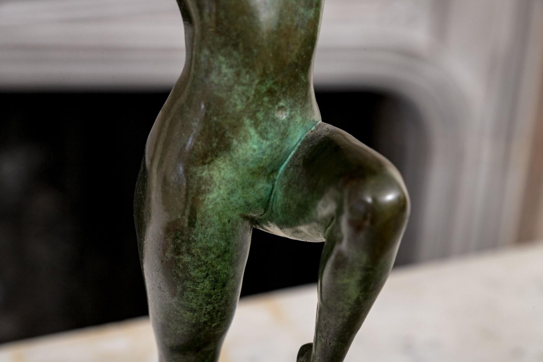 Escultura Art Decó de bronce de bailarina 1923 Fundición Gorham por John Ramsey principios del siglo XX en venta