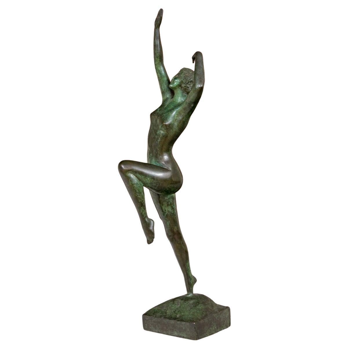 Escultura Art Decó de bronce de bailarina 1923 Fundición Gorham por John Ramsey