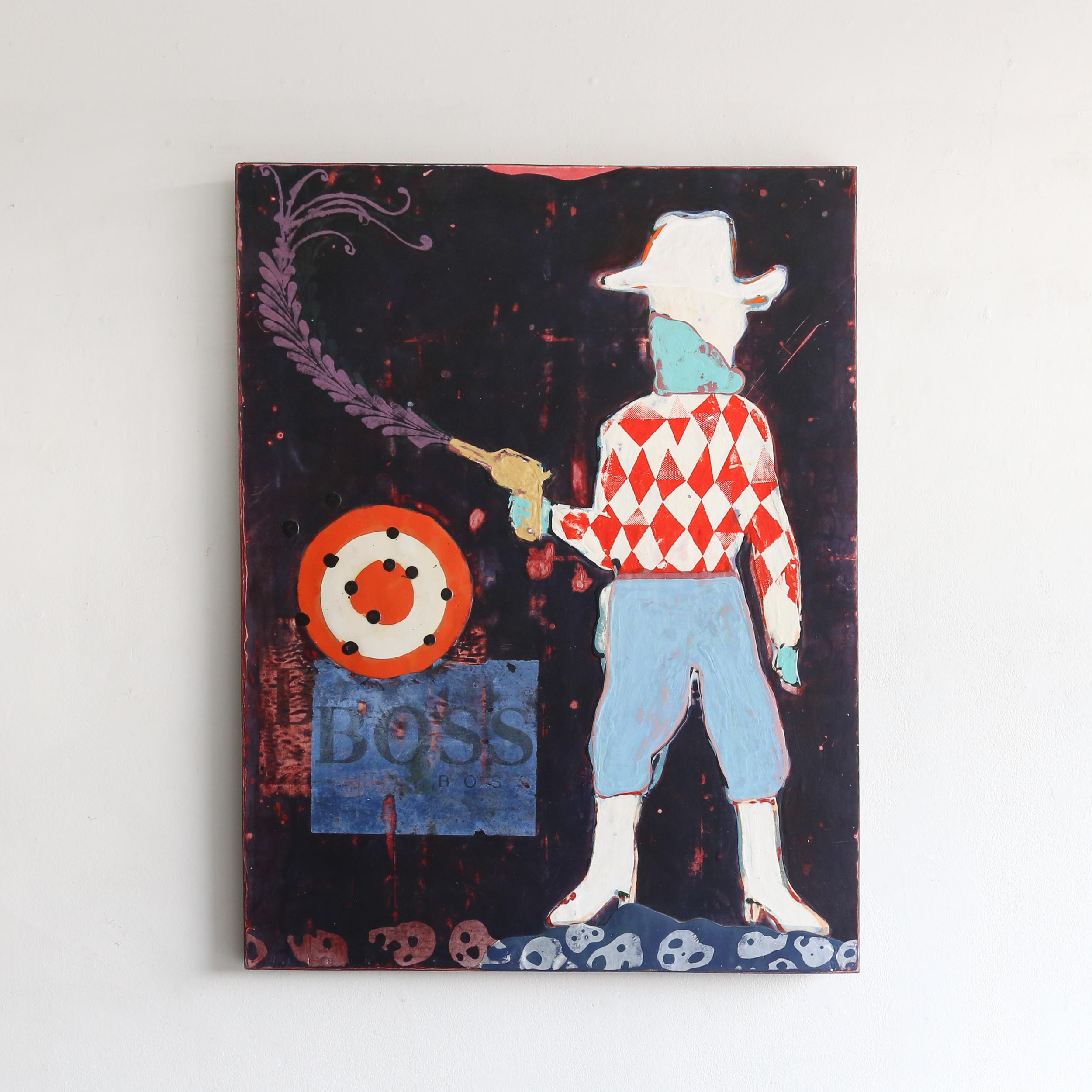 Cowboy dagli occhi morti - Mixed Media Art Astratto di John Randall Nelson
